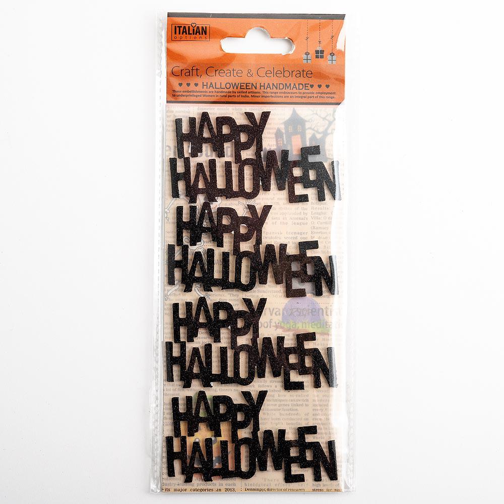 Halloween Handmade: Glitter Happy Halloween Topper Stickers - 4pc | Buy Online from The Home Crafters