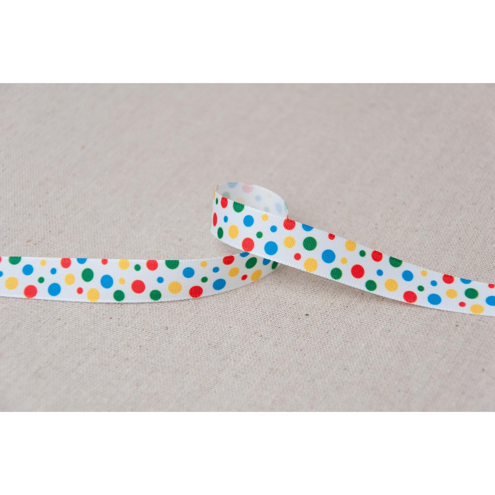 Taffeta Ribbon: Rainbow Spots - 16mm (per metre)
