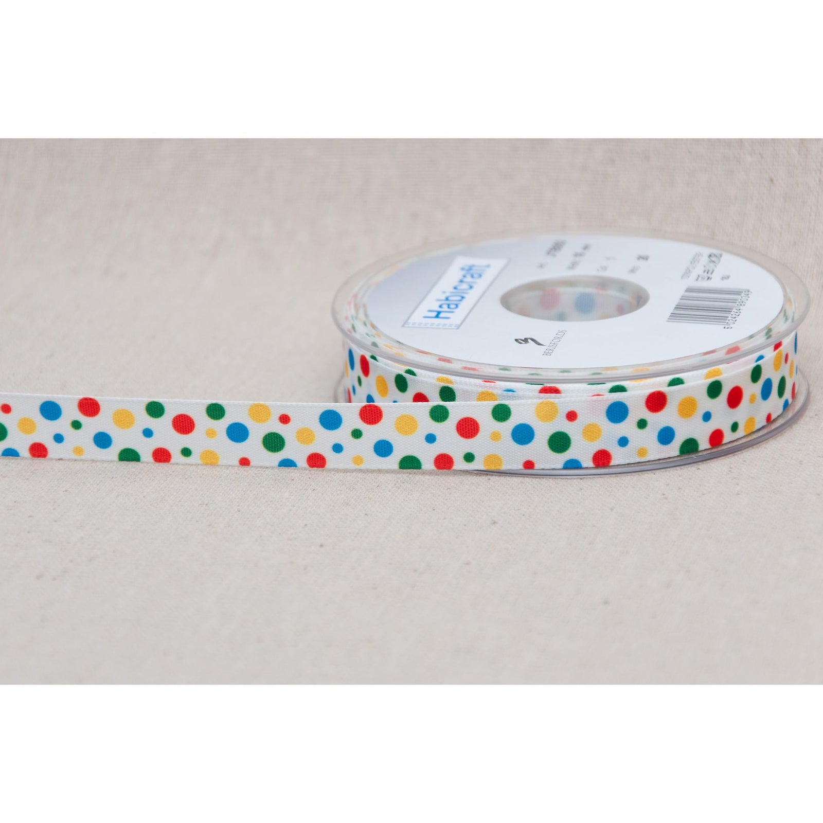 Taffeta Ribbon: Rainbow Spots - 16mm (per metre)