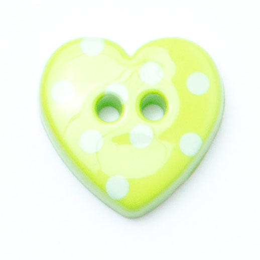 Novelty Love Heart Button - 2 Hole: 15mm