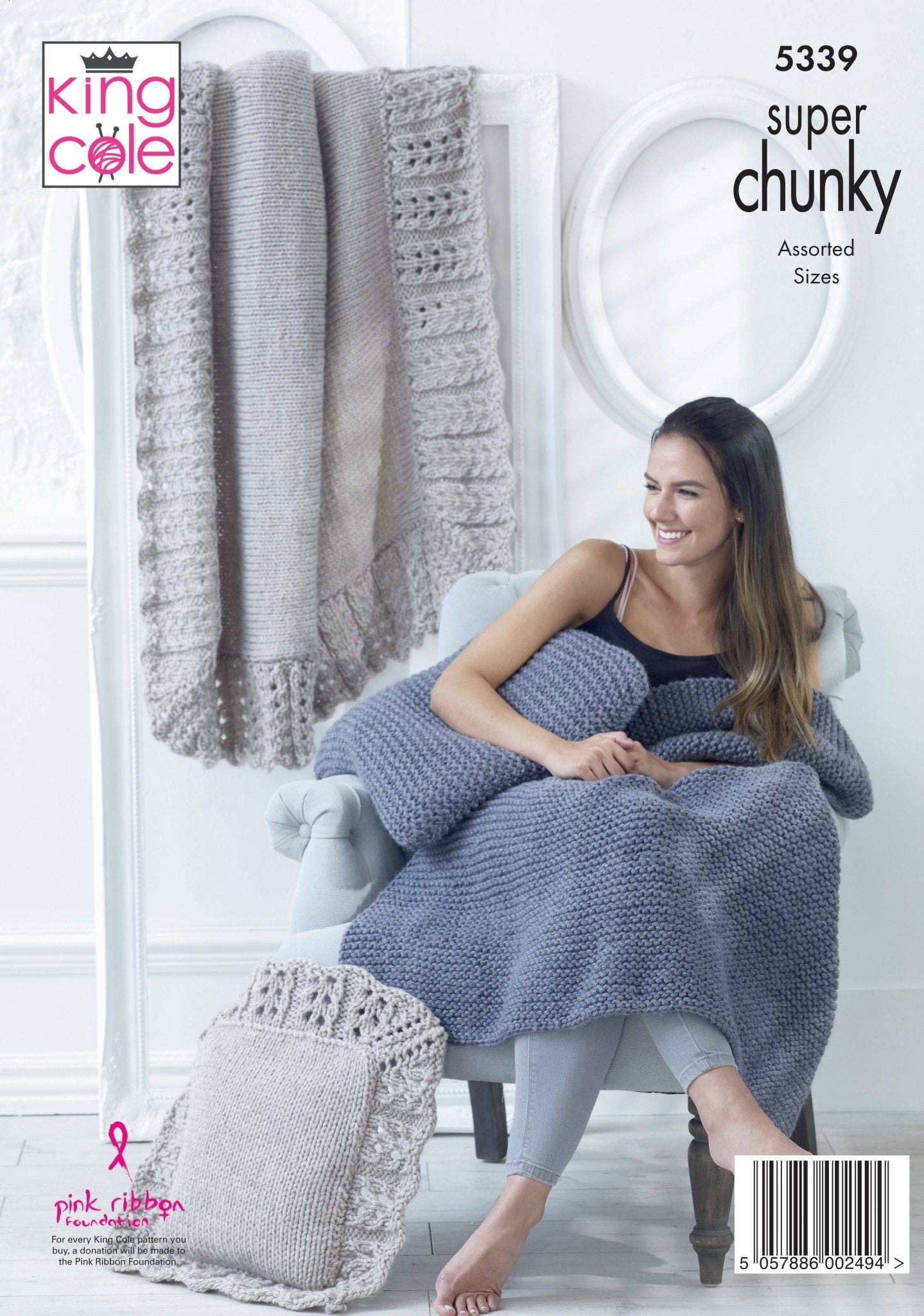 King Cole Blankets & Cushions Knitting Pattern 5339 - Super Chunky | Buy Online from The Home Crafters