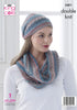 King Cole Shawl, Hat Cowl & Headband Crochet Pattern 5401 - Double Knit