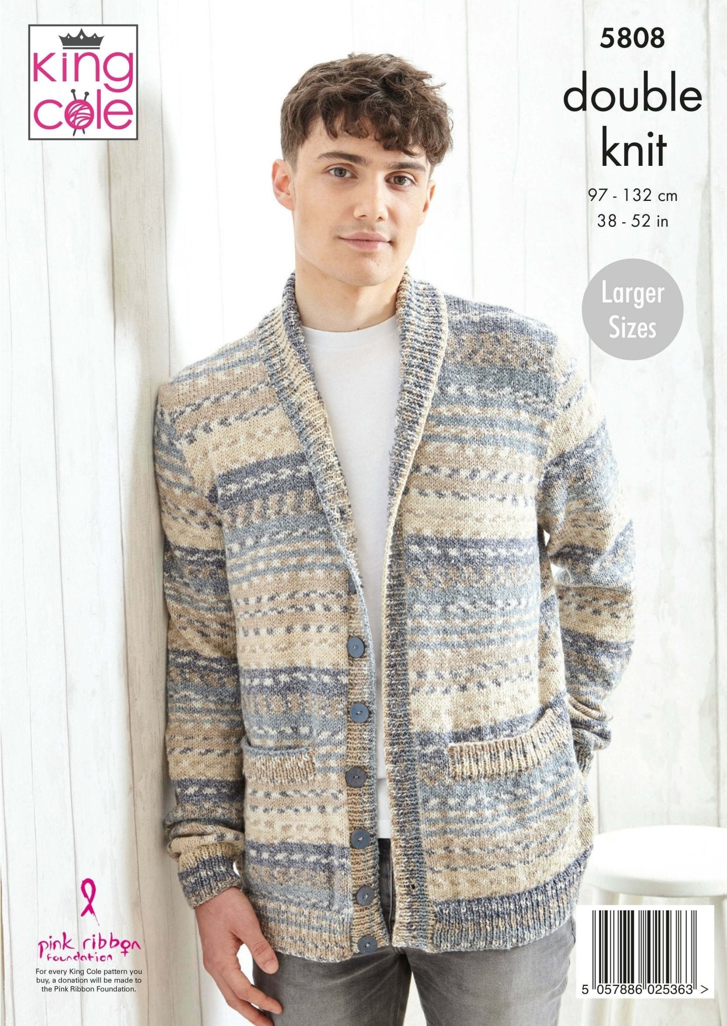 King Cole Men's Hoodie & Cardigan Knitting Pattern 5808 - Double Knit | Buy Online from The Home Crafters