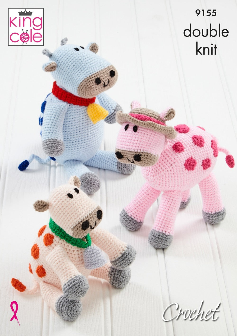 King Cole Novelty Amigumuri Cows Crochet Pattern 9155 - Double Knit