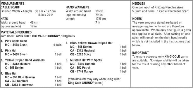 King Cole Ladies Accessories, Scarf, Hats, Hand Warmers Knitting Pattern 5861 - Chunky | Buy Online from The Home Crafters