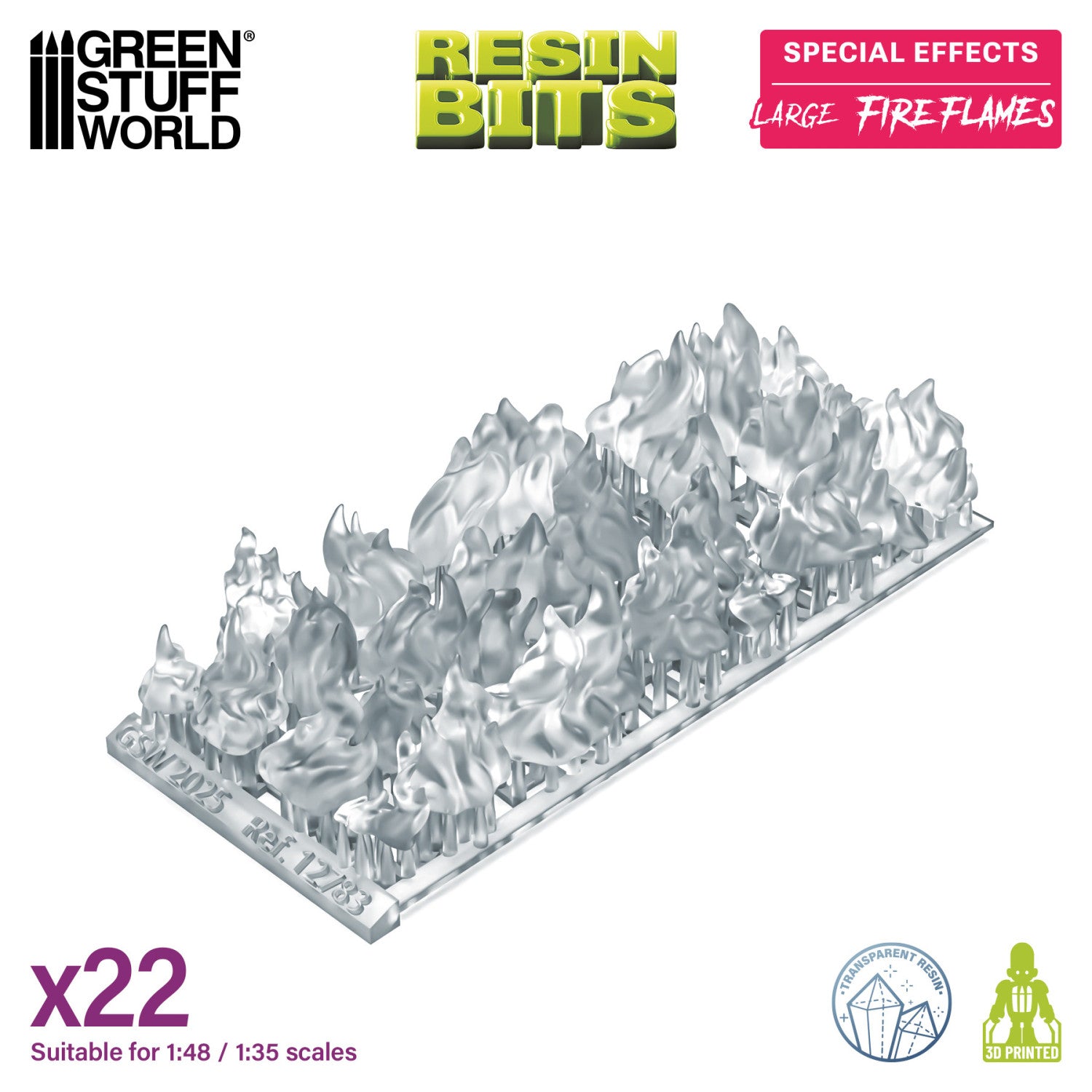 Resin Bits: Special Effects - 1:48-1:35 Large Fires Flames - 22pc | Buy Online from The Home Crafters