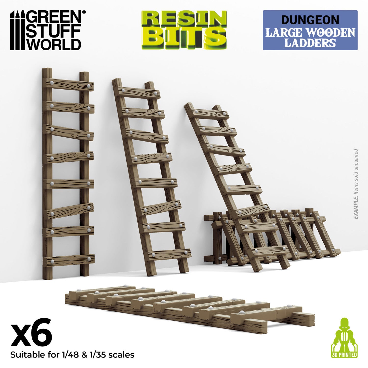 Resin Bits: Dungeons & Fantasy - 1:48-1:35 Large Wooden Ladders - 6pc | Buy Online from The Home Crafters