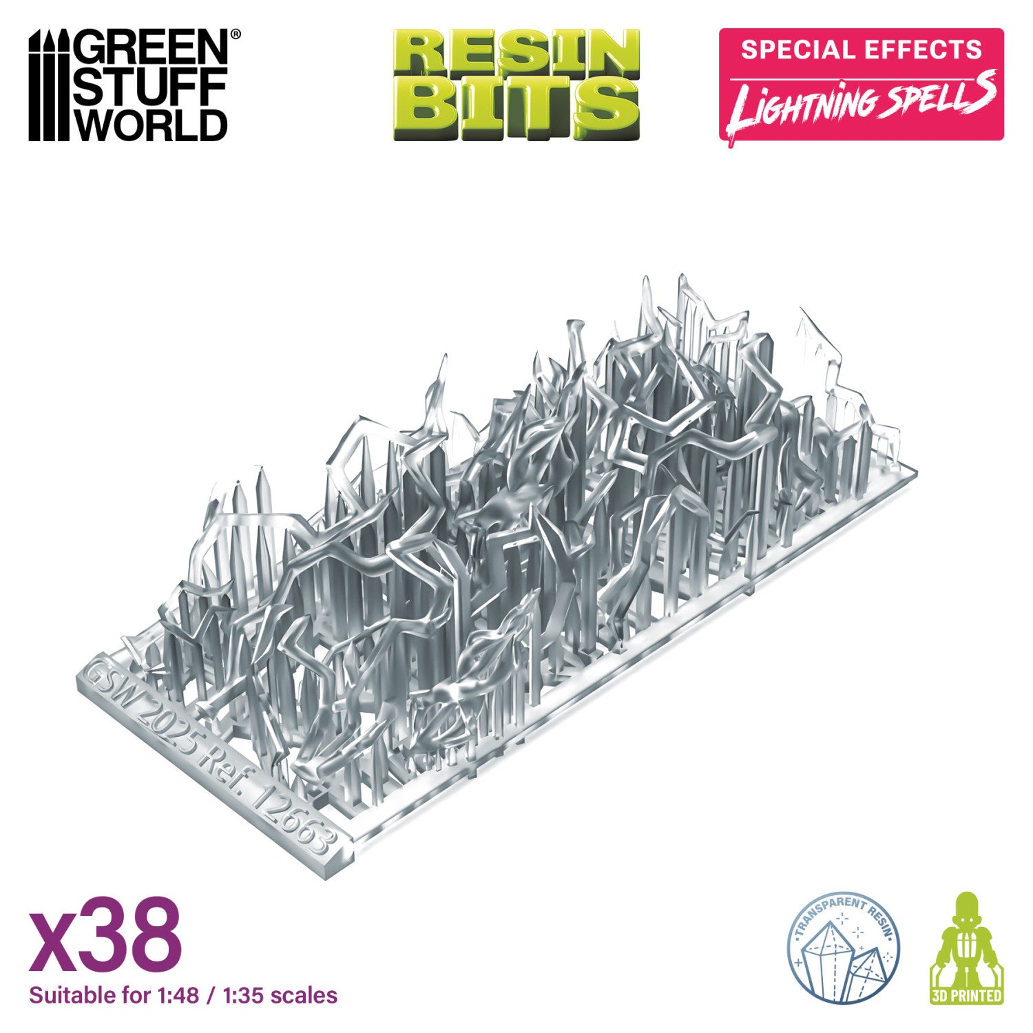 Resin Bits: Special Effects - 1:48-1:35 Lightning Spells - 38pc | Buy Online from The Home Crafters