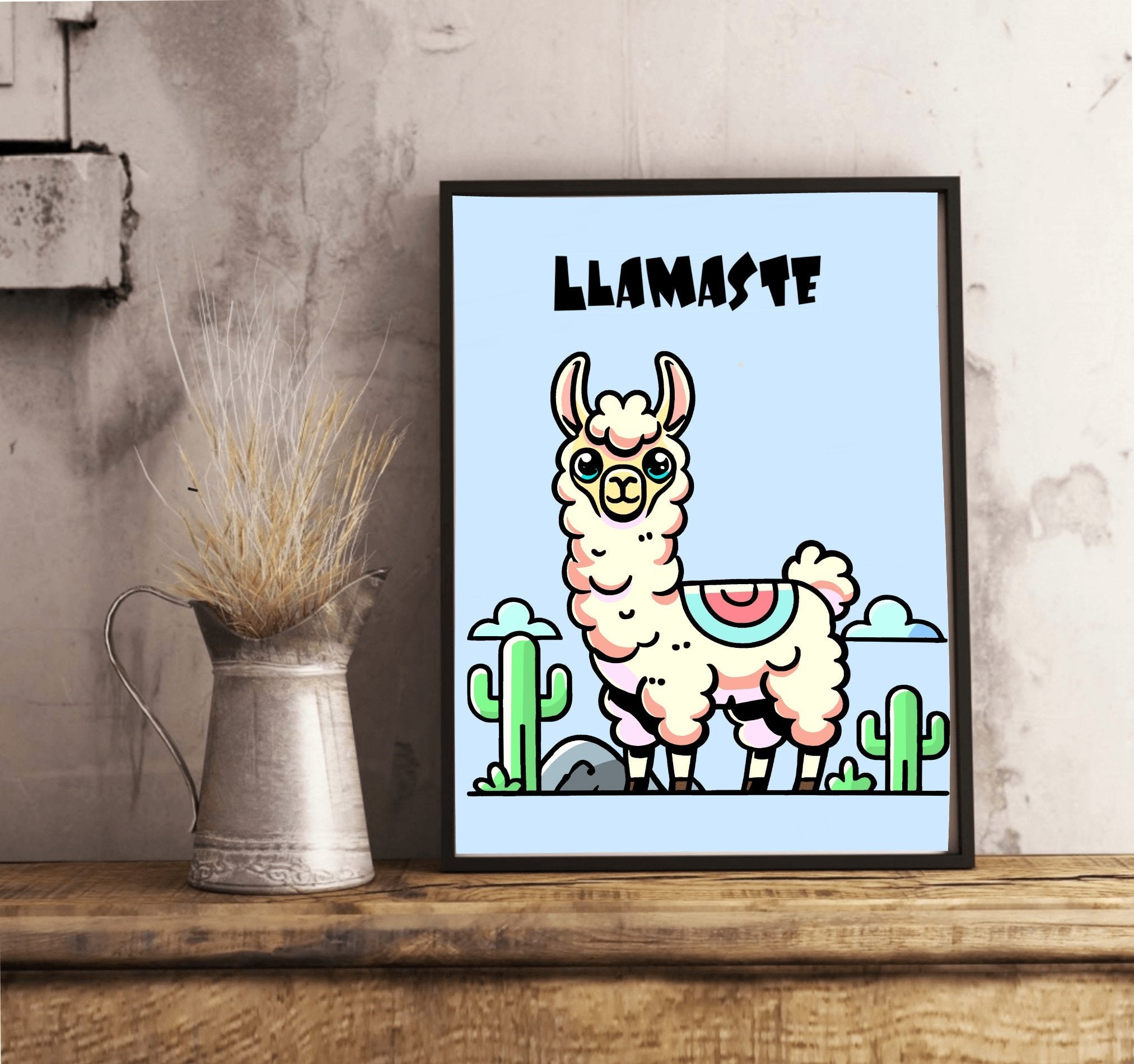 Llamaste Yoga Llama Art Print – Funny & Peaceful Decor | Buy Online from The Home Crafters