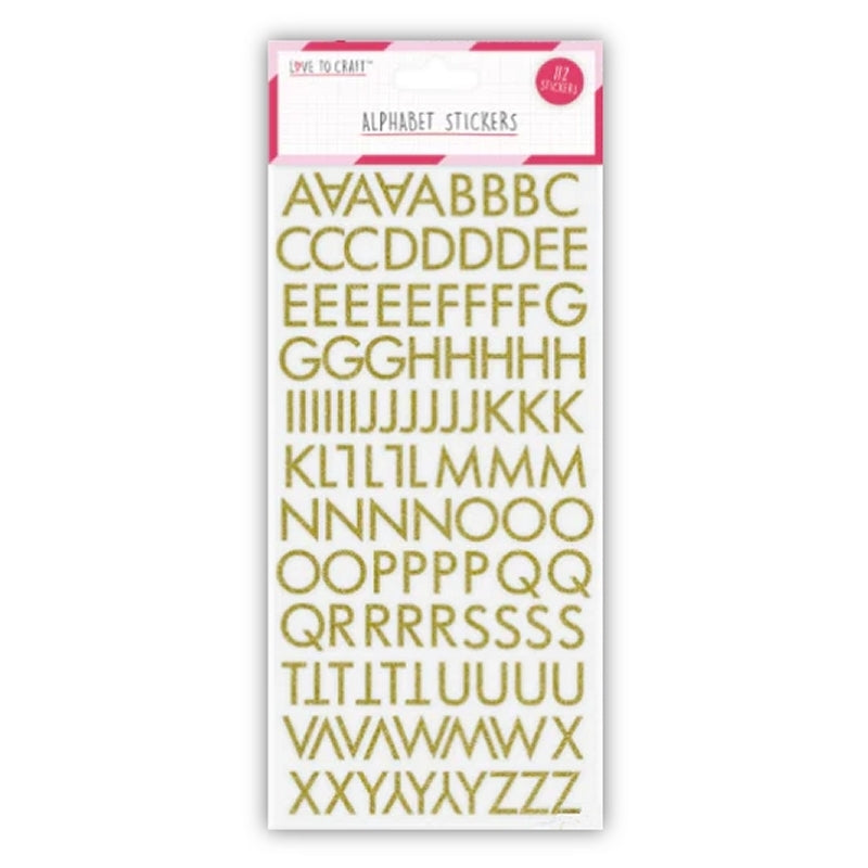 Love to Craft Alphabet and Number Stickers - Gold Glitter