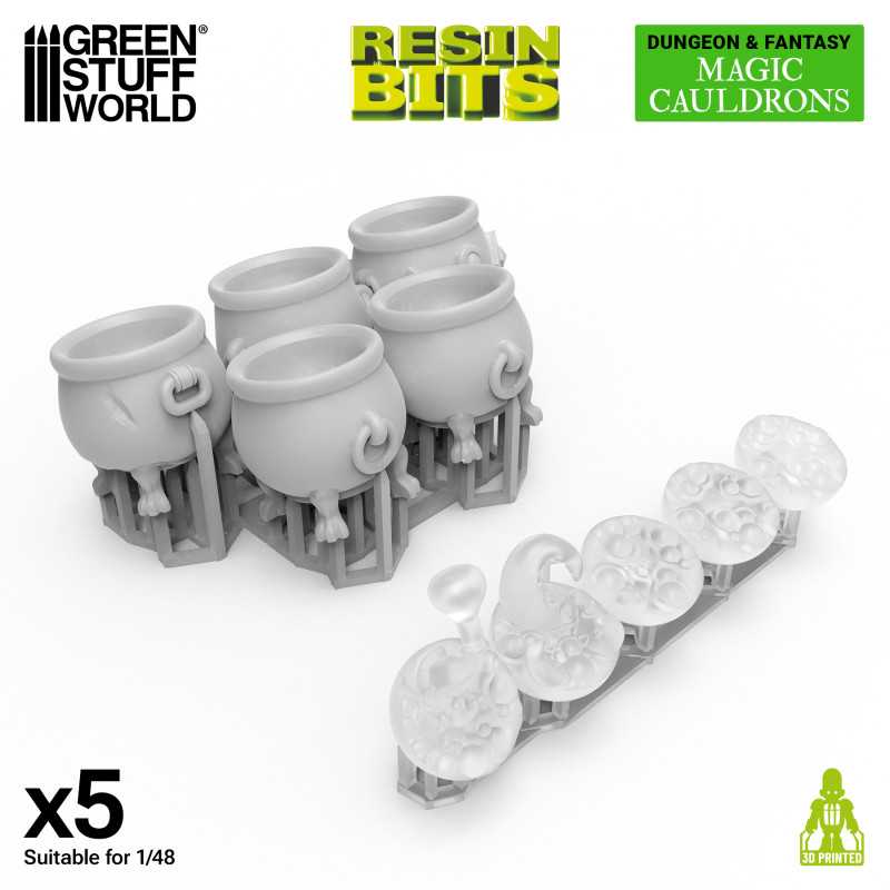Green Stuff World: 3d Printed Resin Bits Scenery - 1:48 Magic Cauldrons for 3mm LEDS - 5pc | Buy Online from The Home Crafters