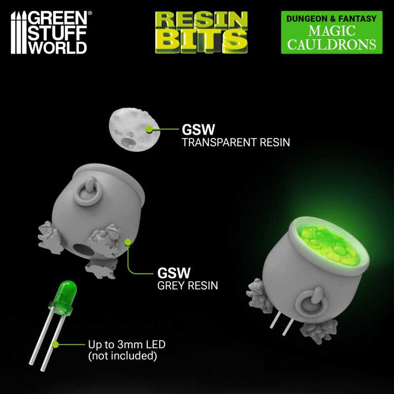 Green Stuff World: 3d Printed Resin Bits Scenery - 1:48 Magic Cauldrons for 3mm LEDS - 5pc | Buy Online from The Home Crafters