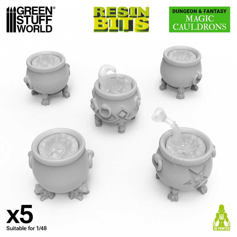Green Stuff World: 3d Printed Resin Bits Scenery - 1:48 Magic Cauldrons for 3mm LEDS - 5pc | Buy Online from The Home Crafters