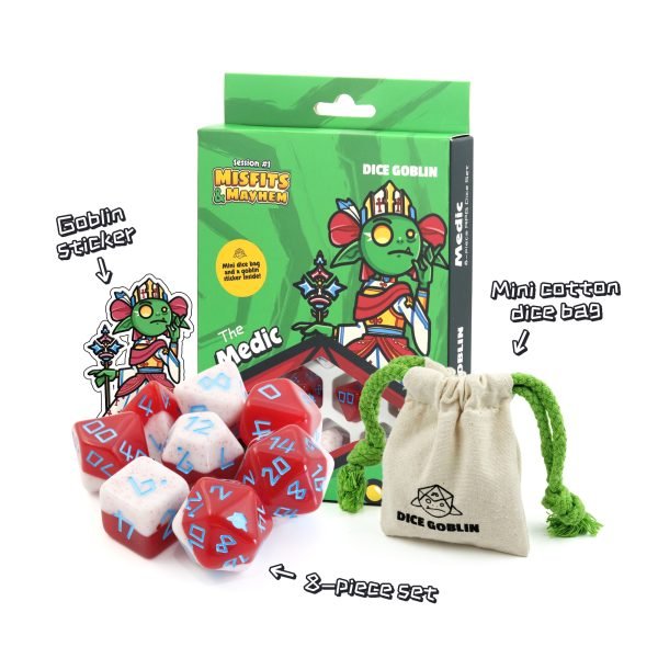 Dice Goblin 8 - piece RPG dice set - The Medic | Buy Online from The Home Crafters