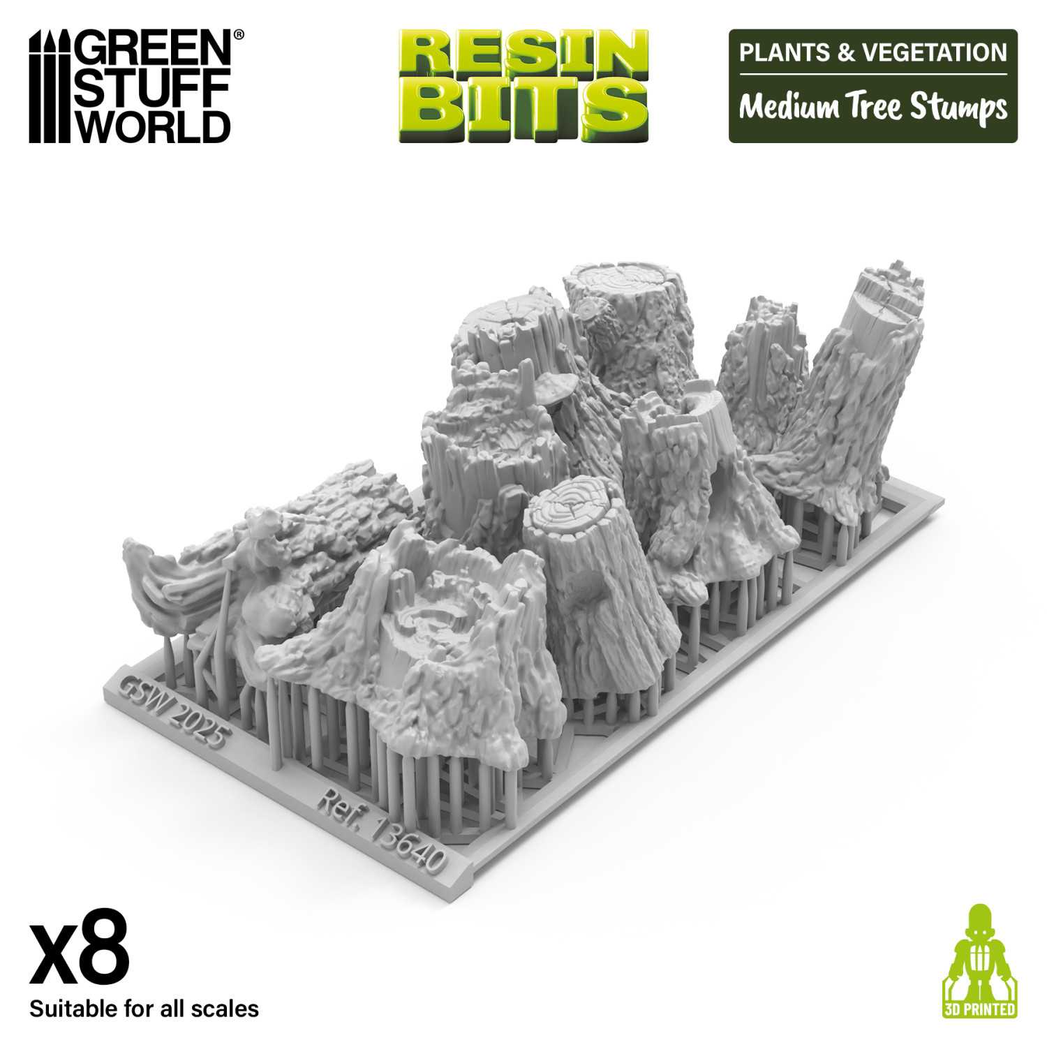 Resin Bits: Plants & Vegetation - 1:72-1:48-1:35 Medium Tree Stumps - 8pc | Buy Online from The Home Crafters