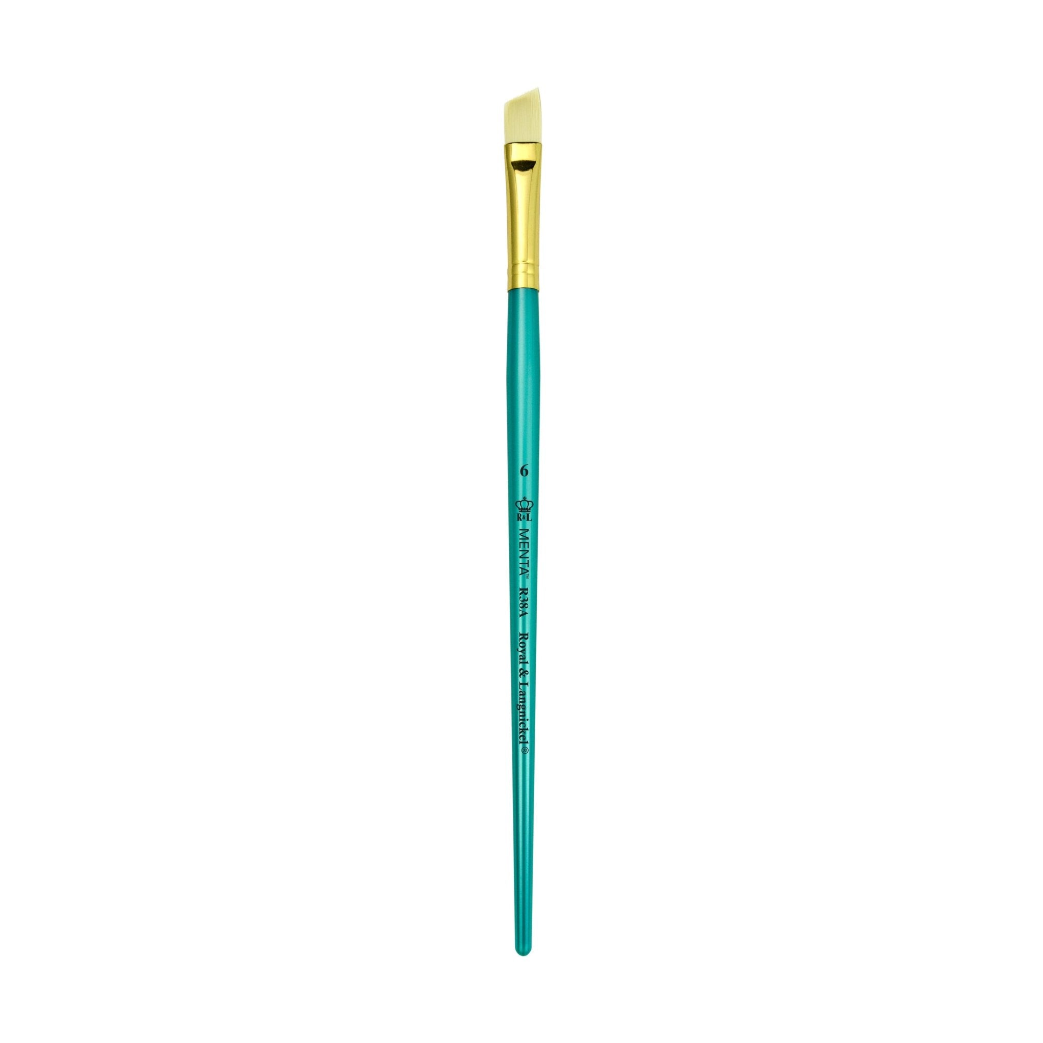 Menta Series 38: Synthetic White Bristle Long Handle Paintbrush - Angular | Buy Online from The Home Crafters
