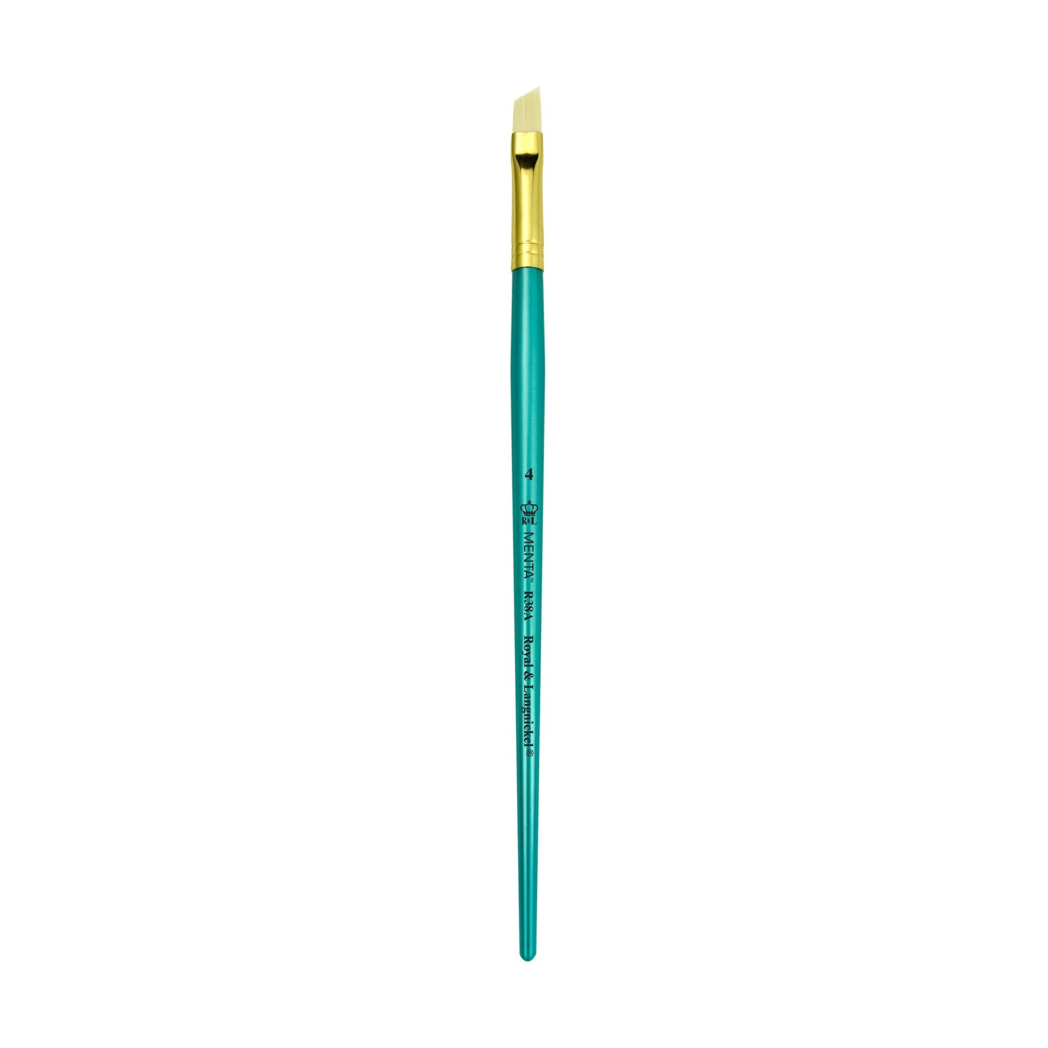 Menta Series 38: Synthetic White Bristle Long Handle Paintbrush - Angular | Buy Online from The Home Crafters