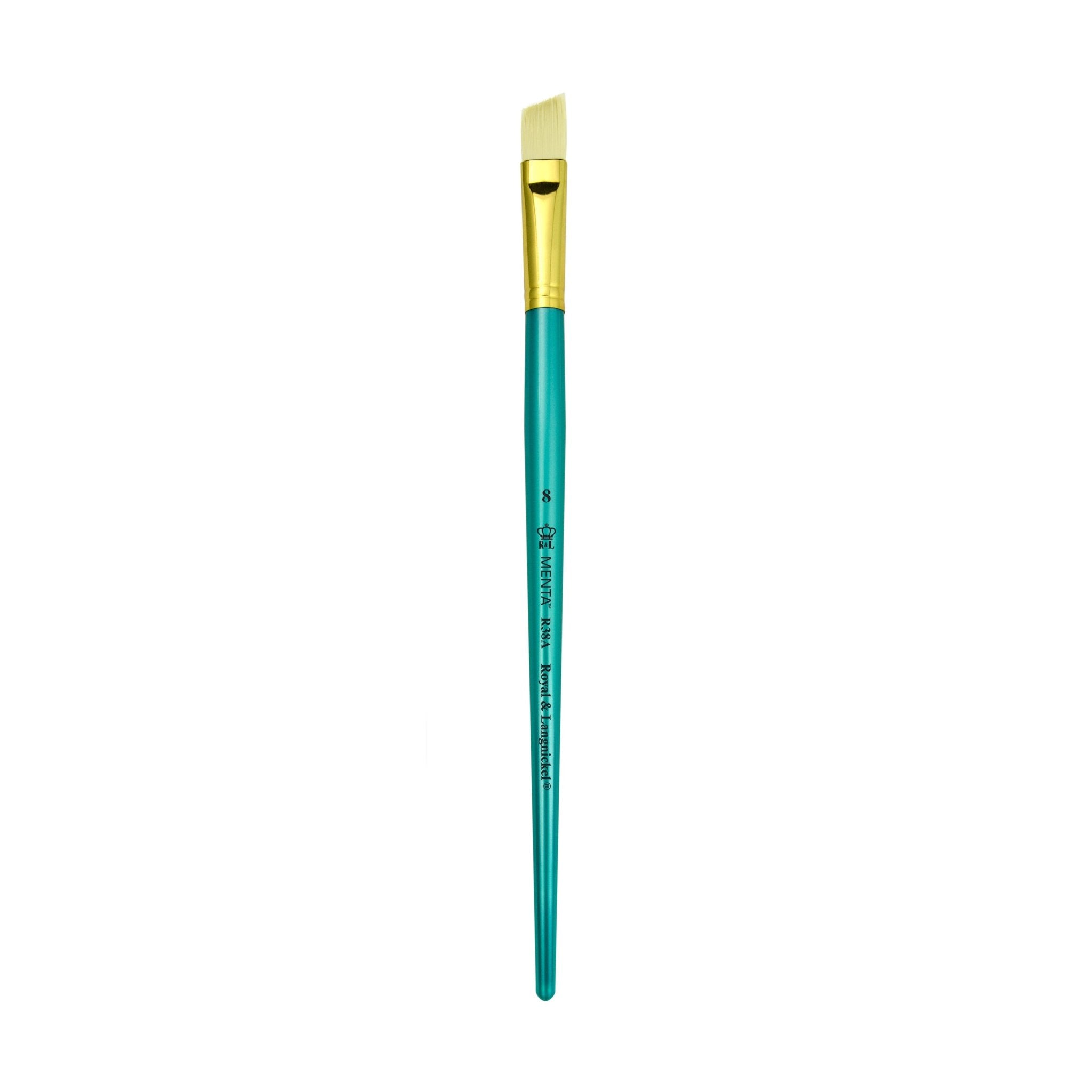 Menta Series 38: Synthetic White Bristle Long Handle Paintbrush - Angular | Buy Online from The Home Crafters