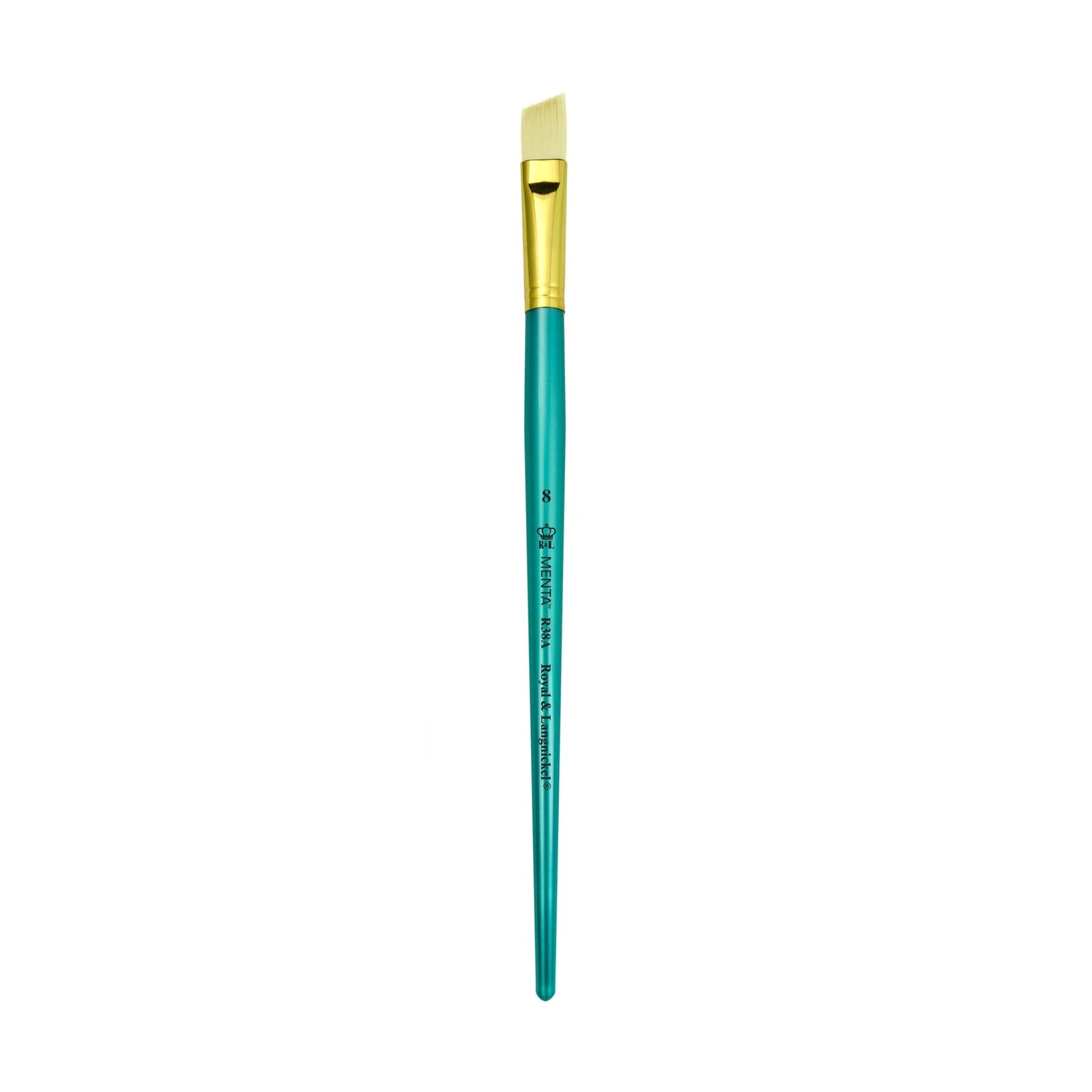 Menta Series 38: Synthetic White Bristle Long Handle Paintbrush - Angular | Buy Online from The Home Crafters