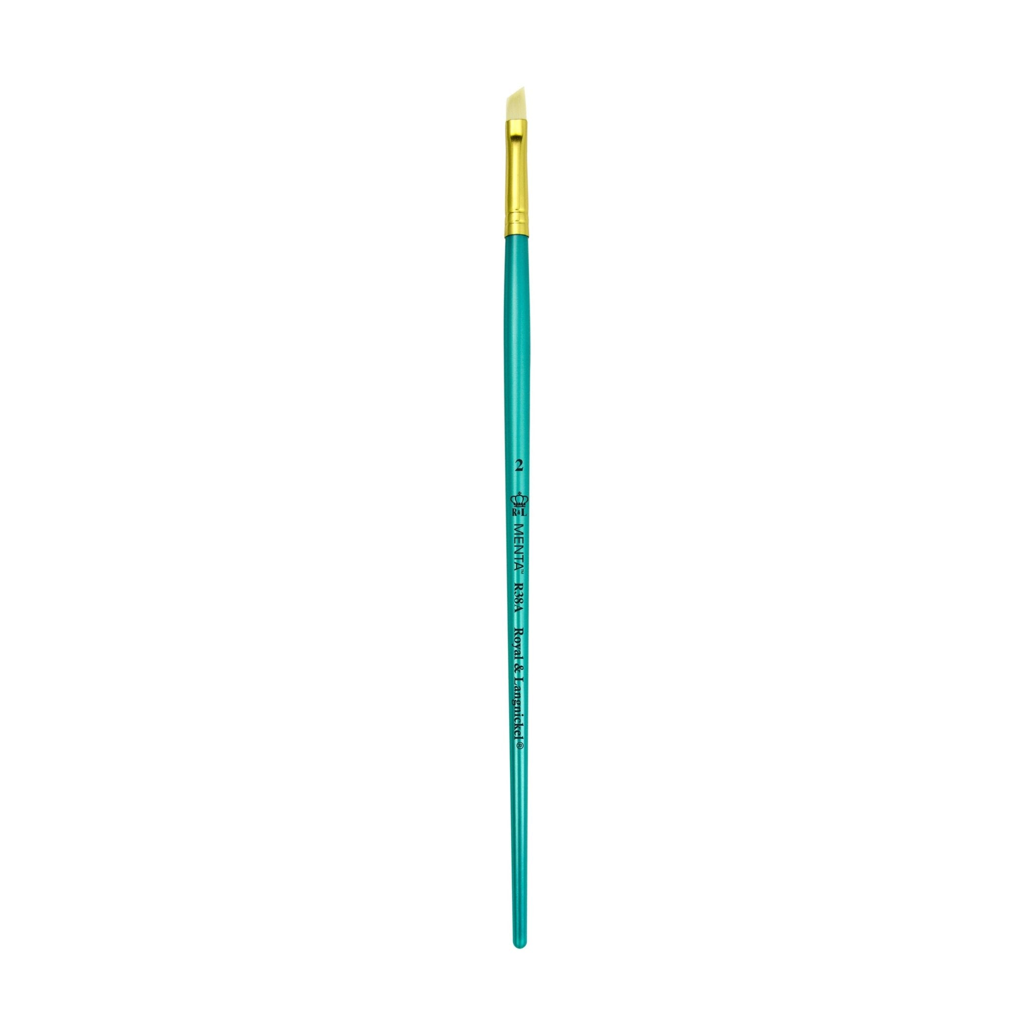 Menta Series 38: Synthetic White Bristle Long Handle Paintbrush - Angular | Buy Online from The Home Crafters