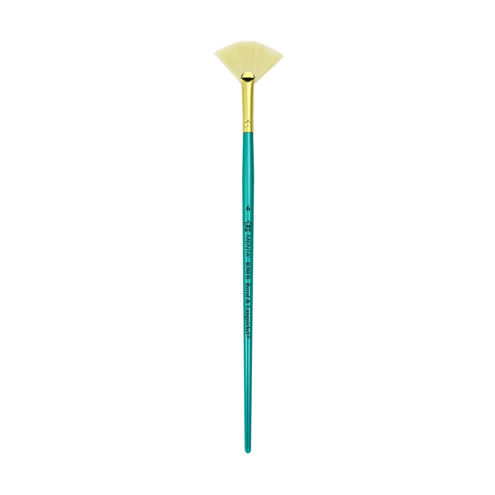 Menta Series 38: Synthetic White Bristle Long Handle Paintbrush - Fan | Buy Online from The Home Crafters