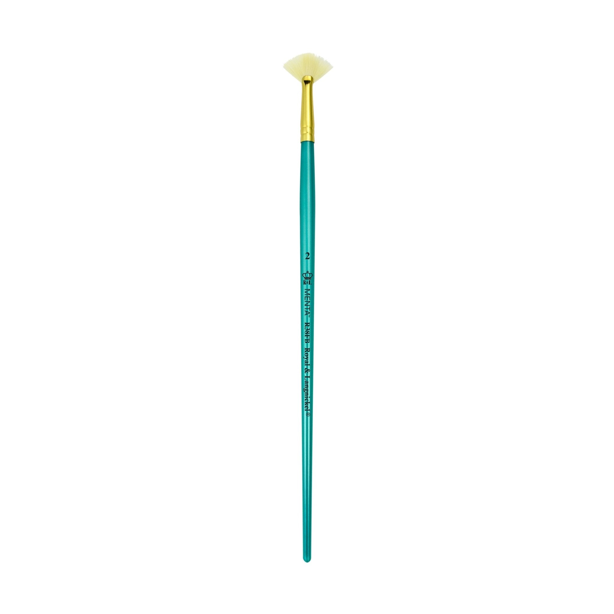 Menta Series 38: Synthetic White Bristle Long Handle Paintbrush - Fan | Buy Online from The Home Crafters