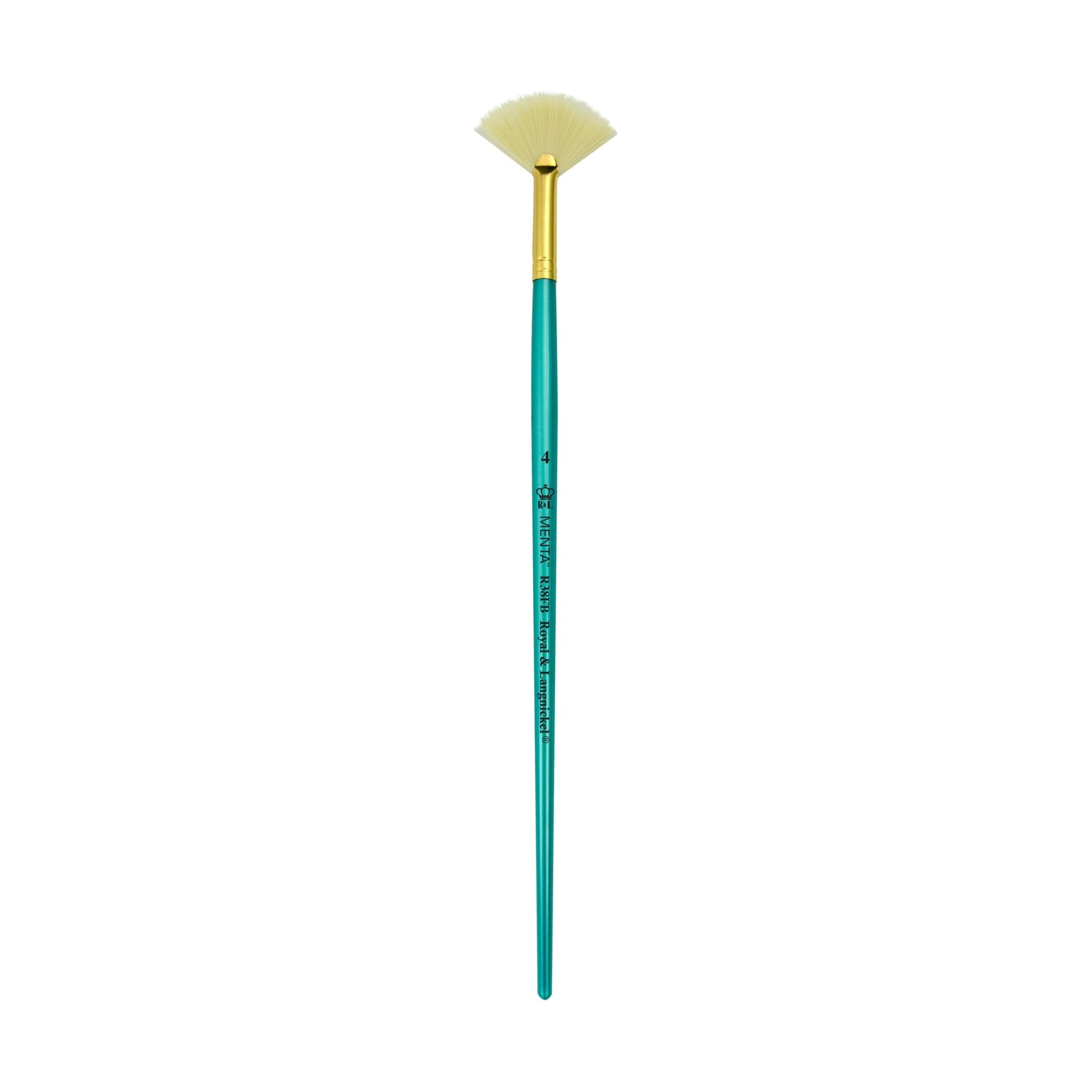 Menta Series 38: Synthetic White Bristle Long Handle Paintbrush - Fan | Buy Online from The Home Crafters