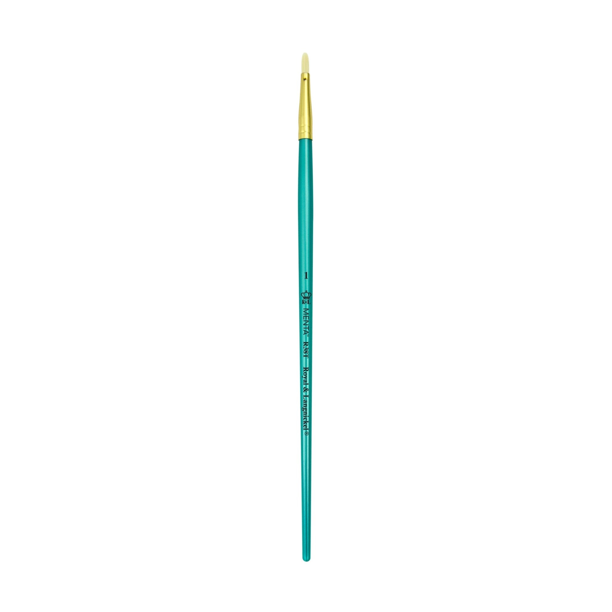 Menta Series 38: Synthetic White Bristle Long Handle Paintbrush - Filbert | Buy Online from The Home Crafters