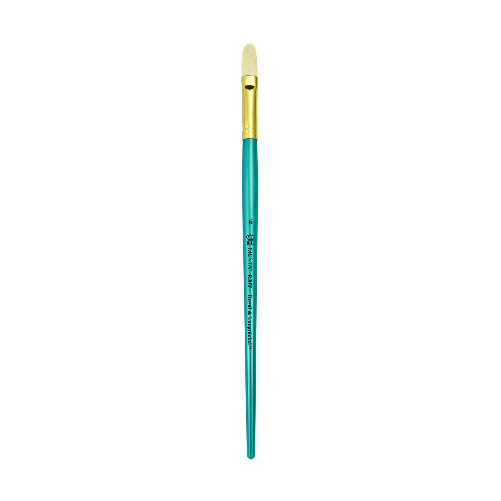 Menta Series 38: Synthetic White Bristle Long Handle Paintbrush - Filbert | Buy Online from The Home Crafters