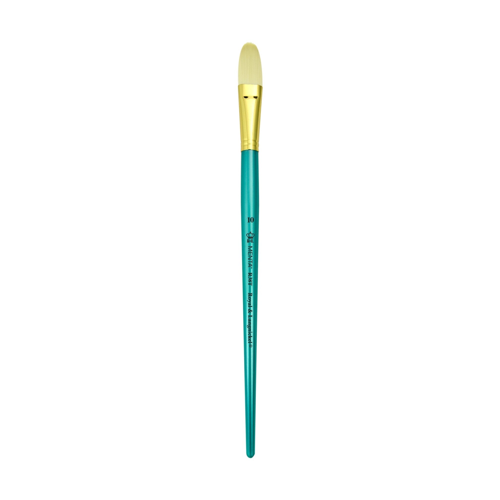 Menta Series 38: Synthetic White Bristle Long Handle Paintbrush - Filbert | Buy Online from The Home Crafters