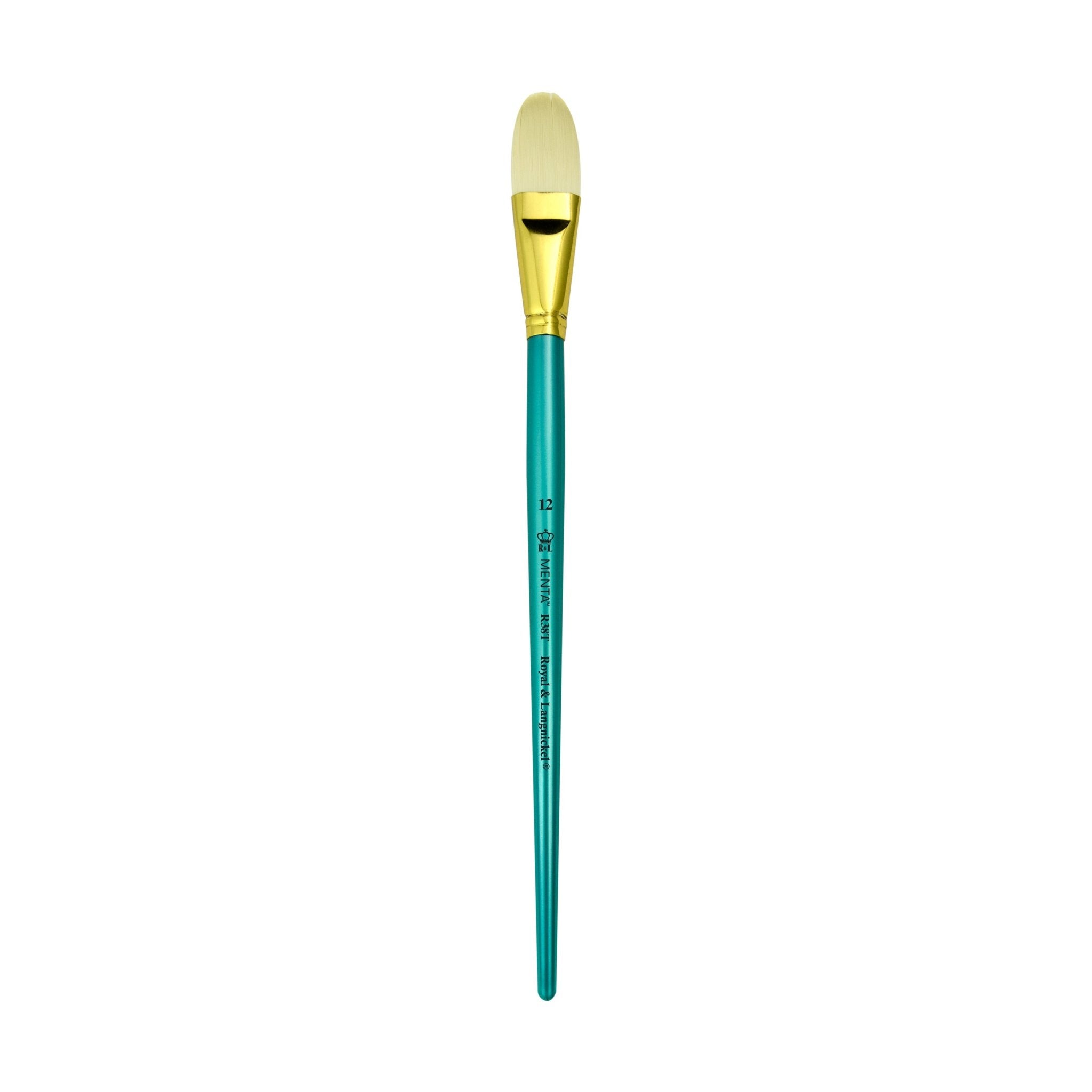 Menta Series 38: Synthetic White Bristle Long Handle Paintbrush - Filbert | Buy Online from The Home Crafters