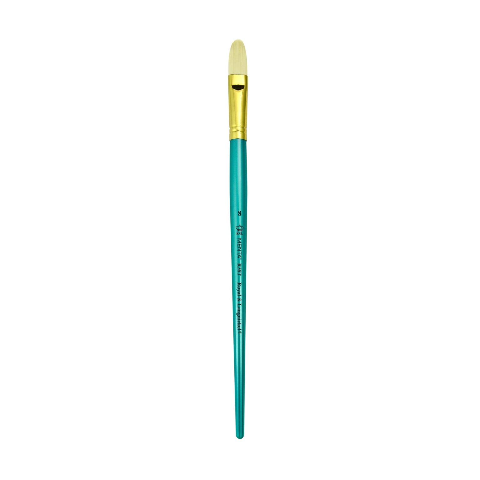 Menta Series 38: Synthetic White Bristle Long Handle Paintbrush - Filbert | Buy Online from The Home Crafters