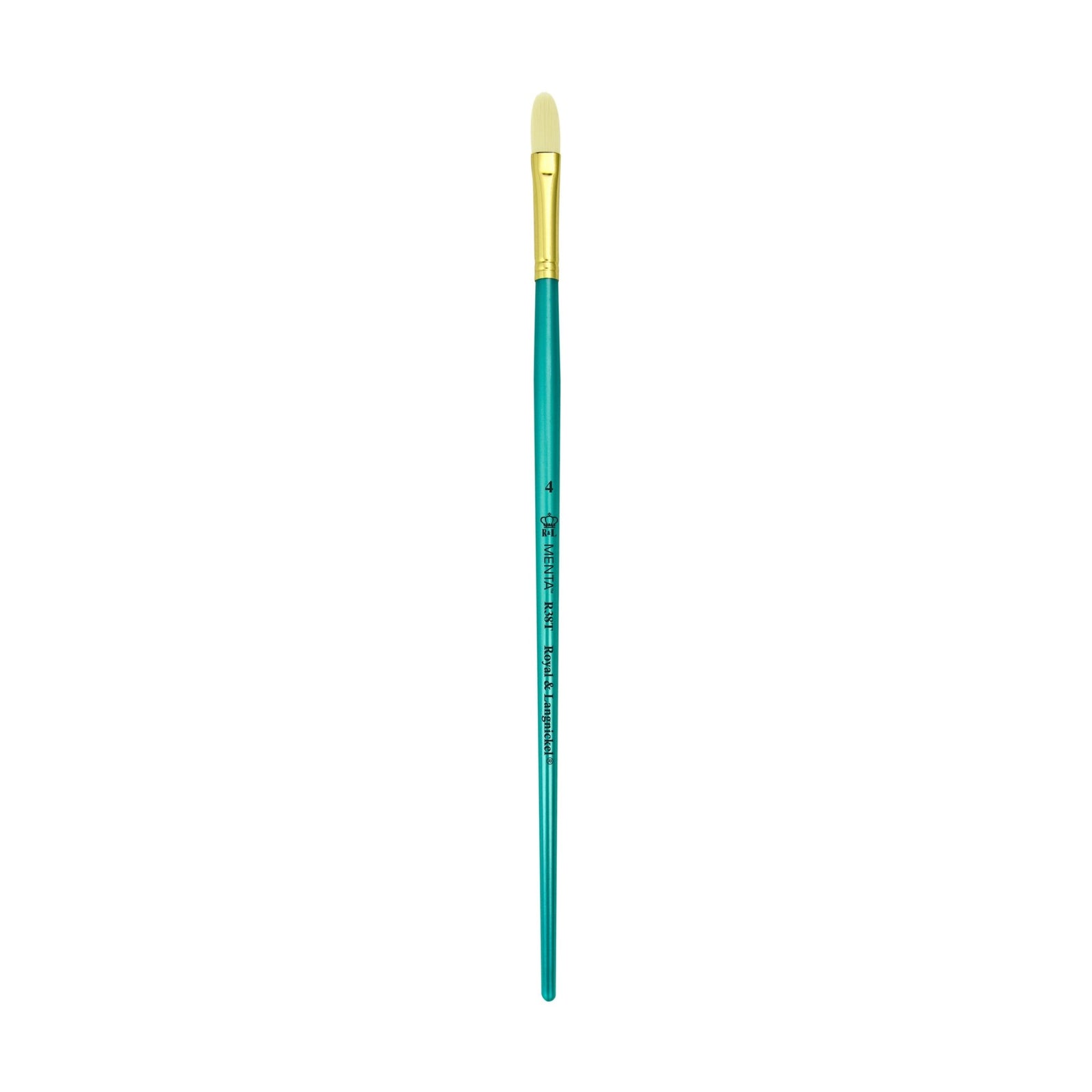 Menta Series 38: Synthetic White Bristle Long Handle Paintbrush - Filbert | Buy Online from The Home Crafters