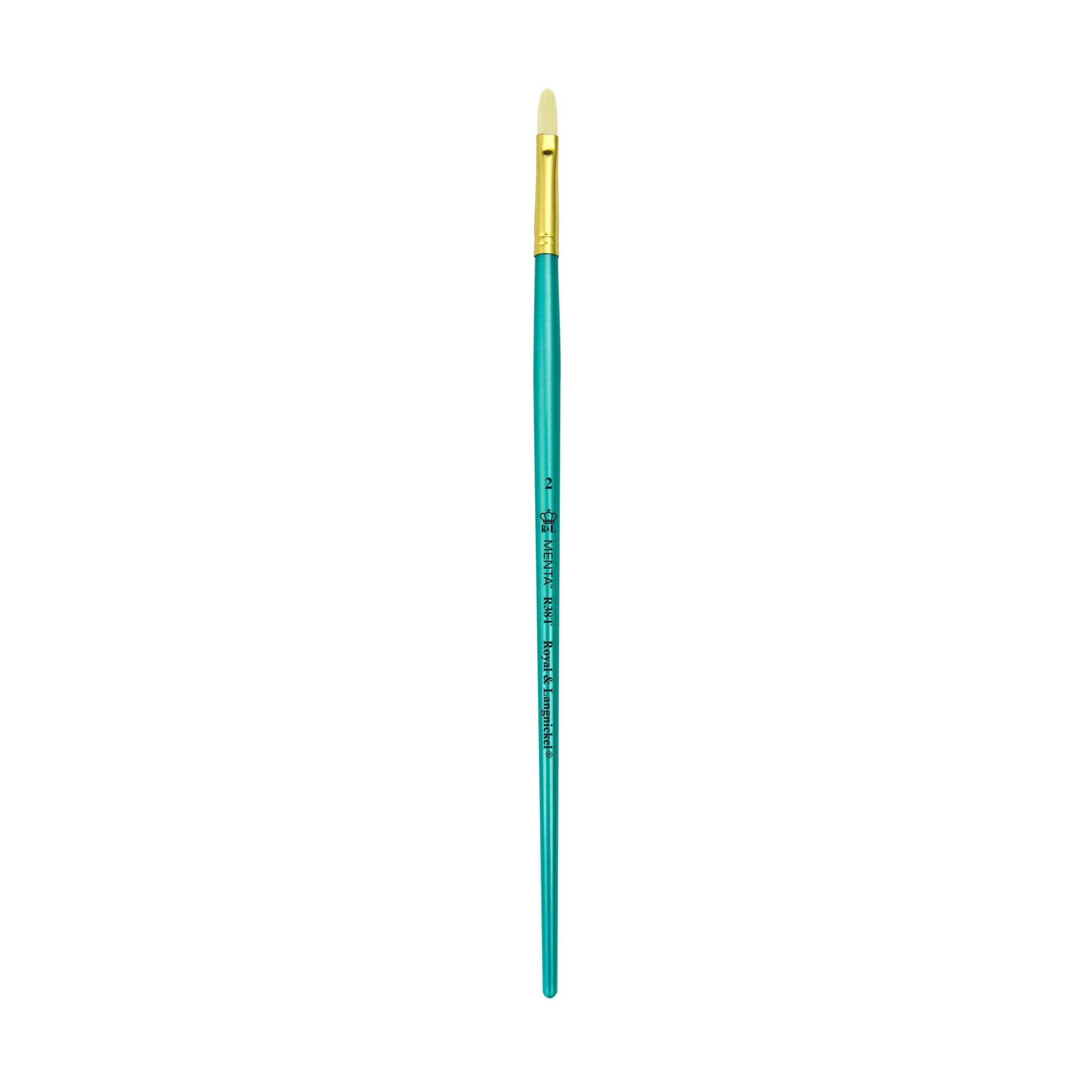 Menta Series 38: Synthetic White Bristle Long Handle Paintbrush - Filbert | Buy Online from The Home Crafters