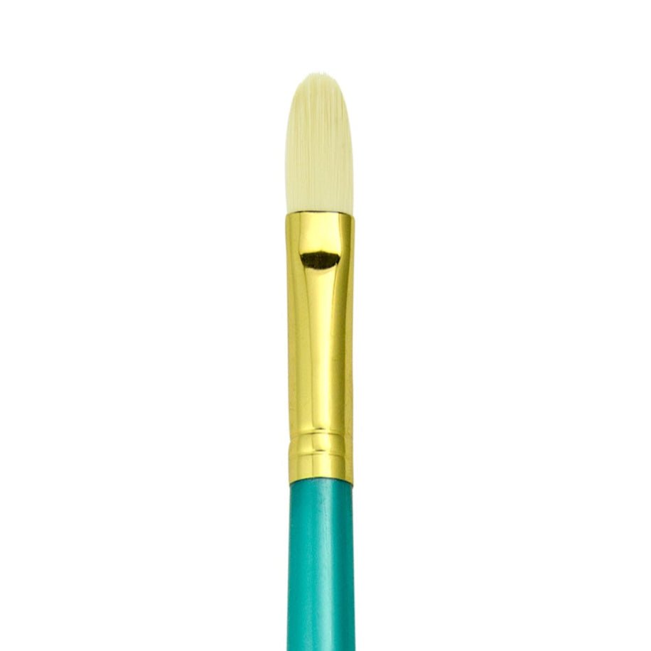 Menta Series 38: Synthetic White Bristle Long Handle Paintbrush - Filbert | Buy Online from The Home Crafters