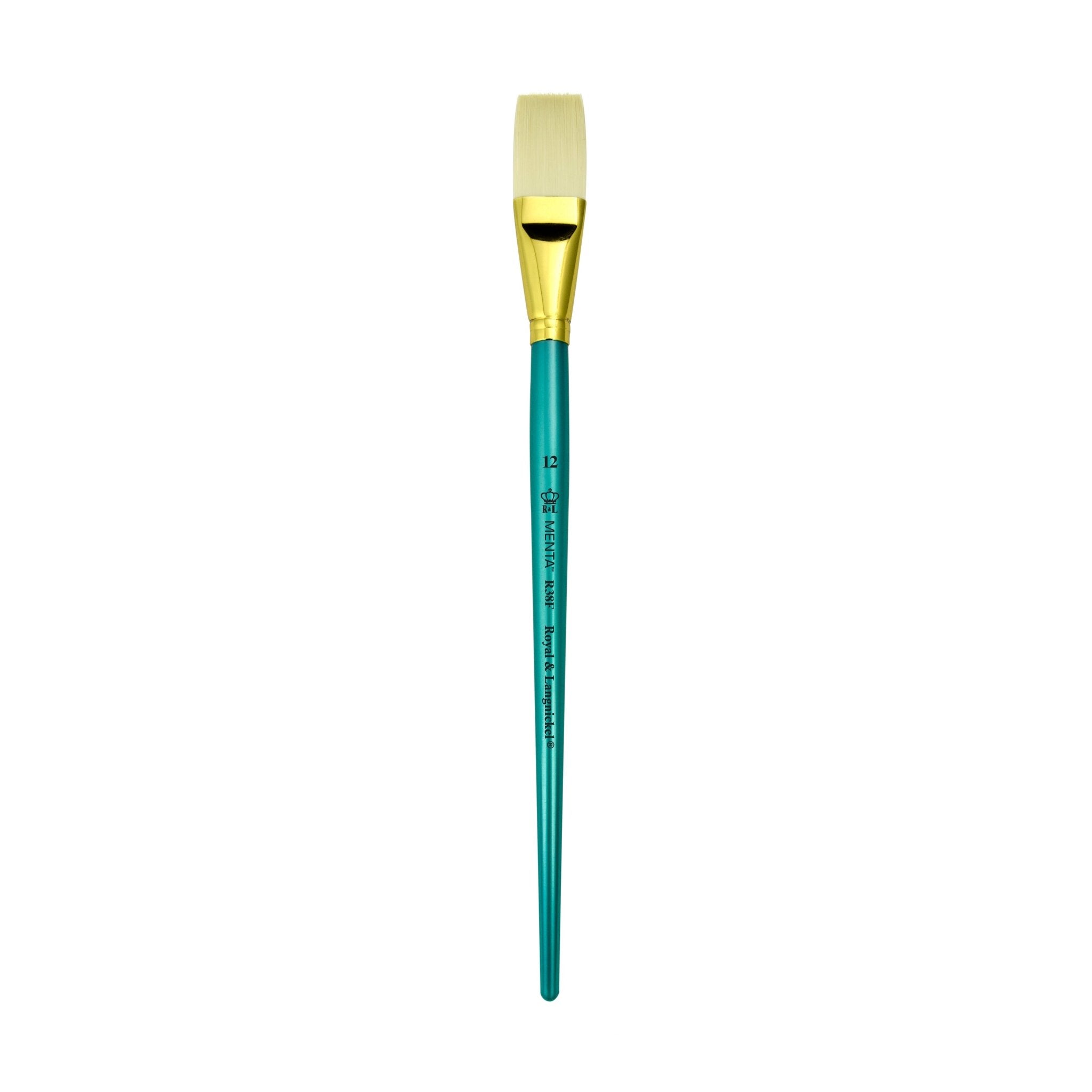 Menta Series 38: Synthetic White Bristle Long Handle Paintbrush - Flat | Buy Online from The Home Crafters