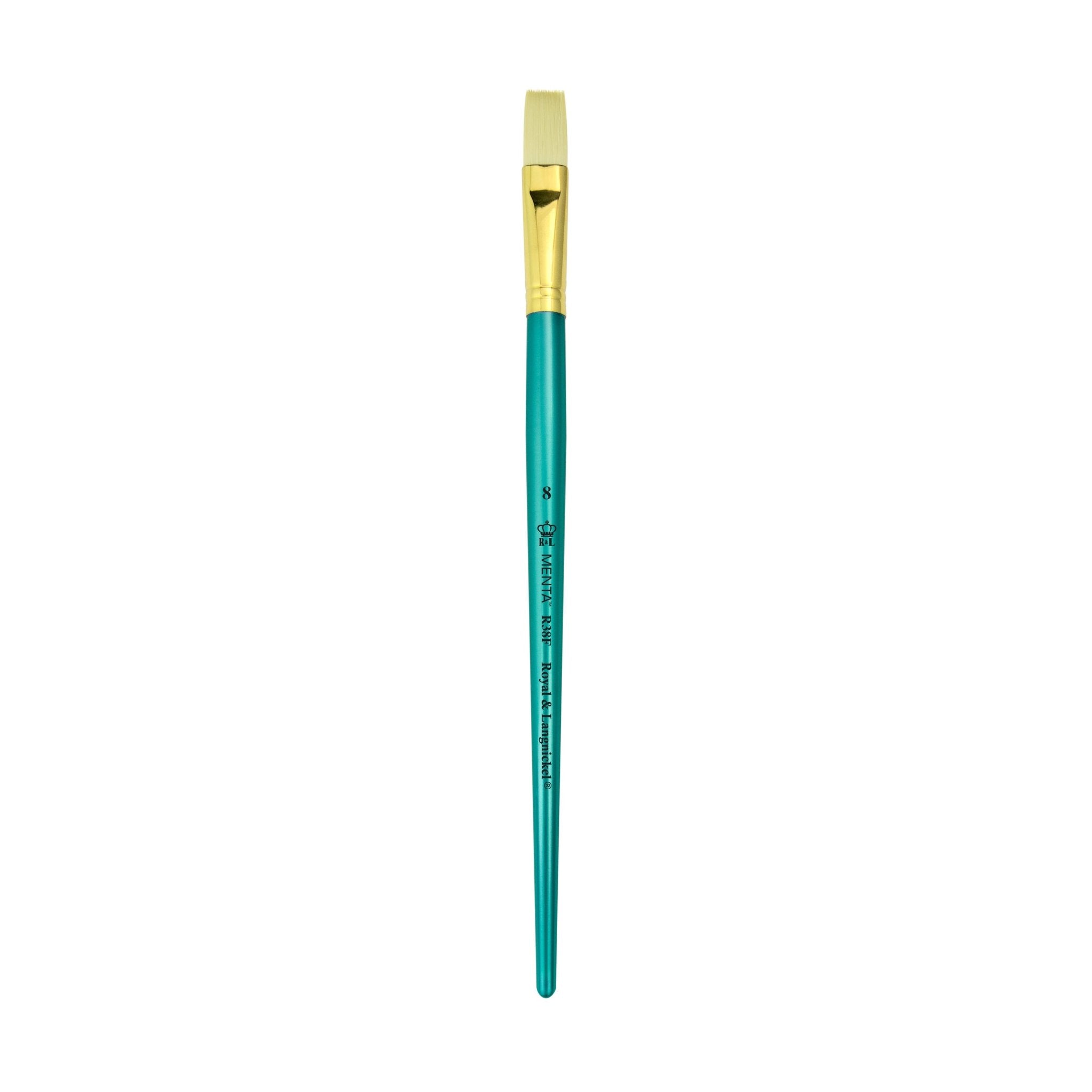 Menta Series 38: Synthetic White Bristle Long Handle Paintbrush - Flat | Buy Online from The Home Crafters