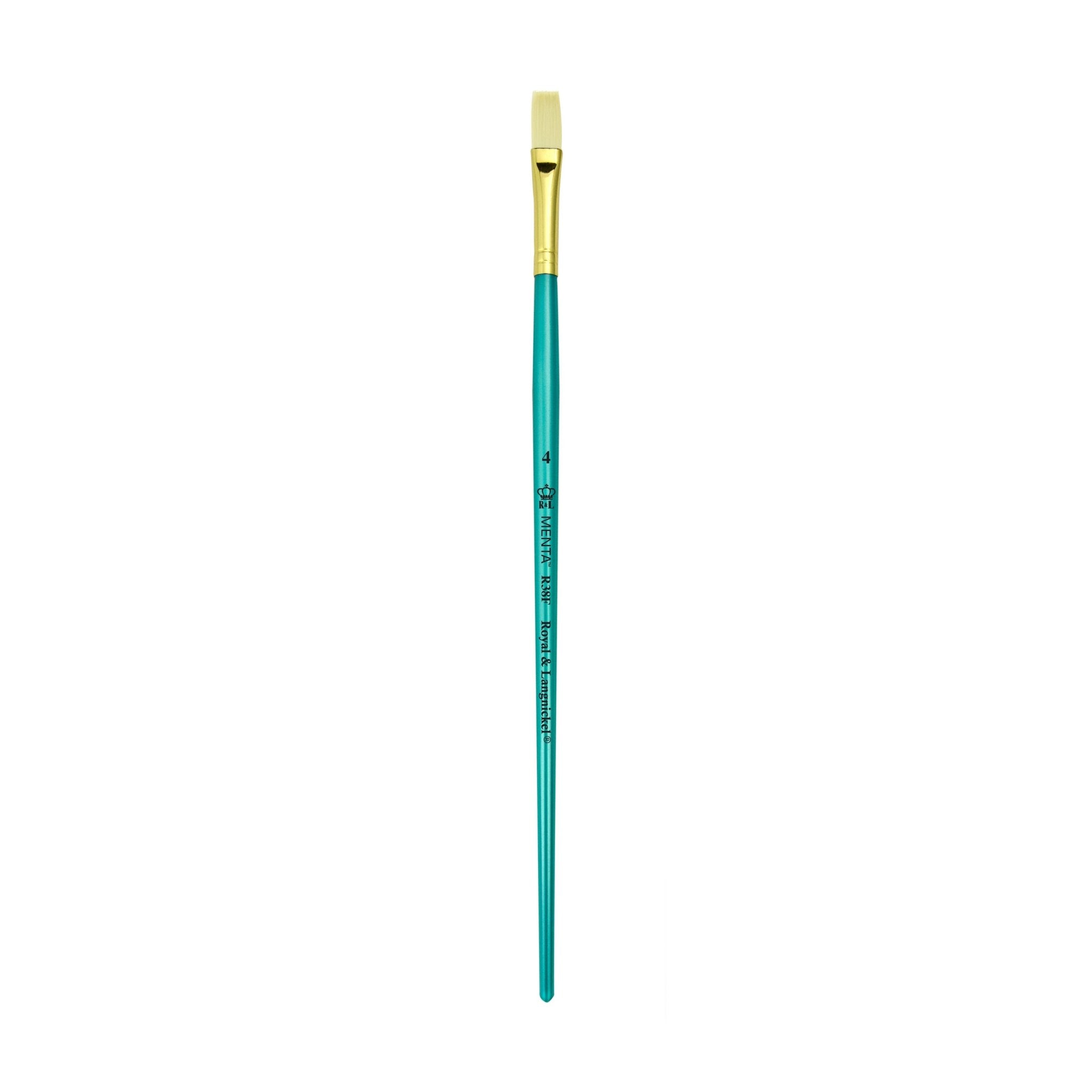 Menta Series 38: Synthetic White Bristle Long Handle Paintbrush - Flat | Buy Online from The Home Crafters