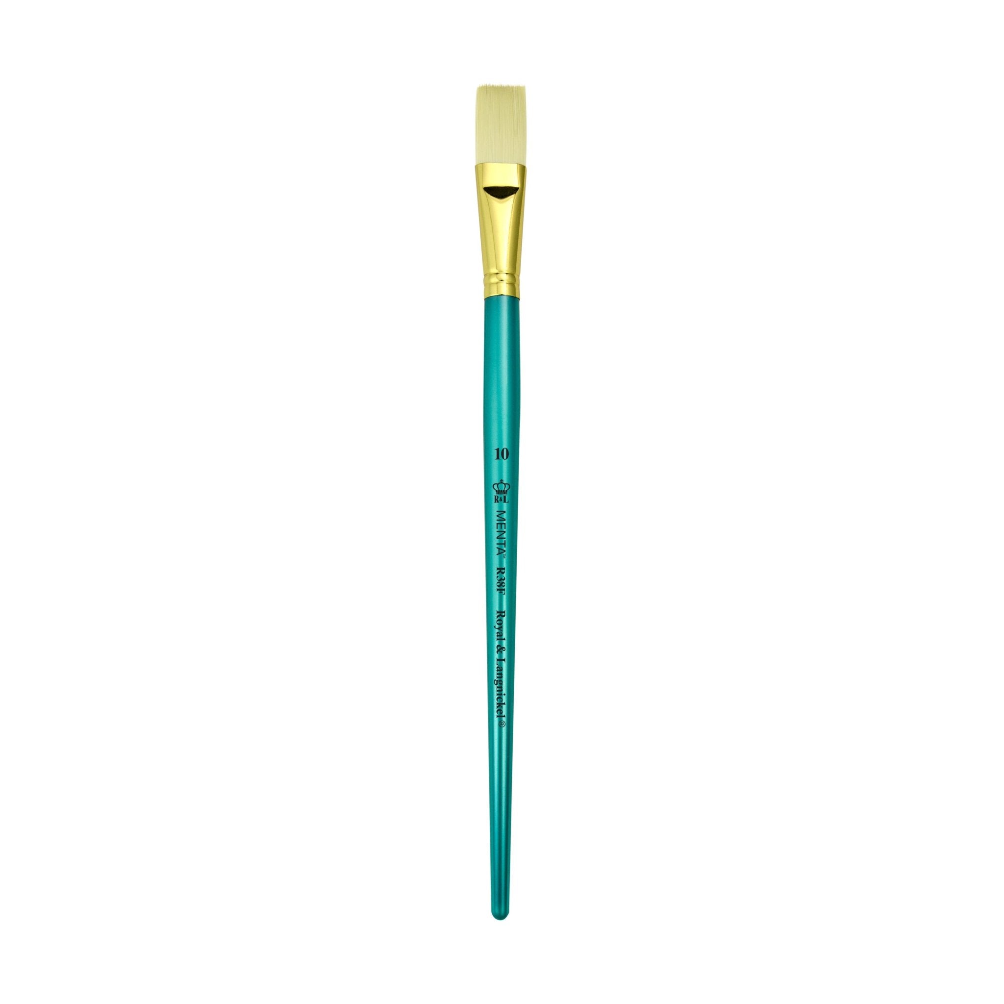 Menta Series 38: Synthetic White Bristle Long Handle Paintbrush - Flat | Buy Online from The Home Crafters