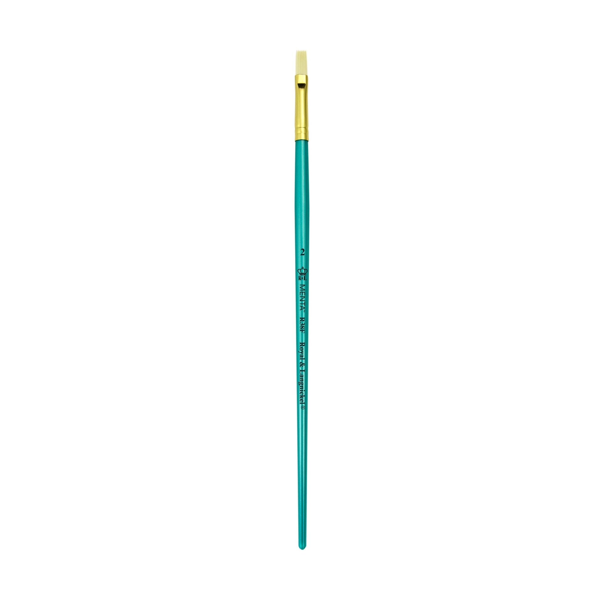 Menta Series 38: Synthetic White Bristle Long Handle Paintbrush - Flat | Buy Online from The Home Crafters