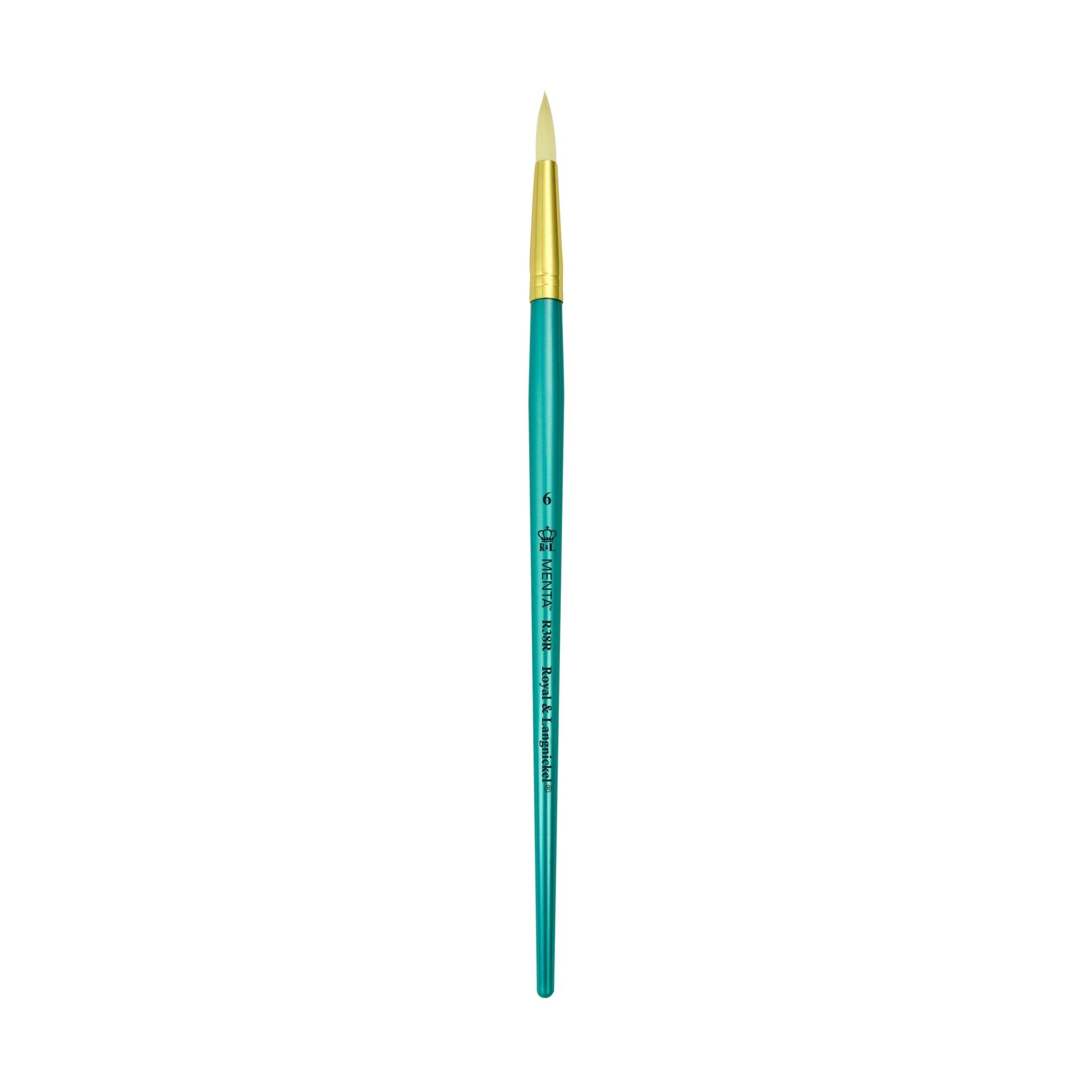 Menta Series 38: Synthetic White Bristle Long Handle Paintbrush - Round | Buy Online from The Home Crafters