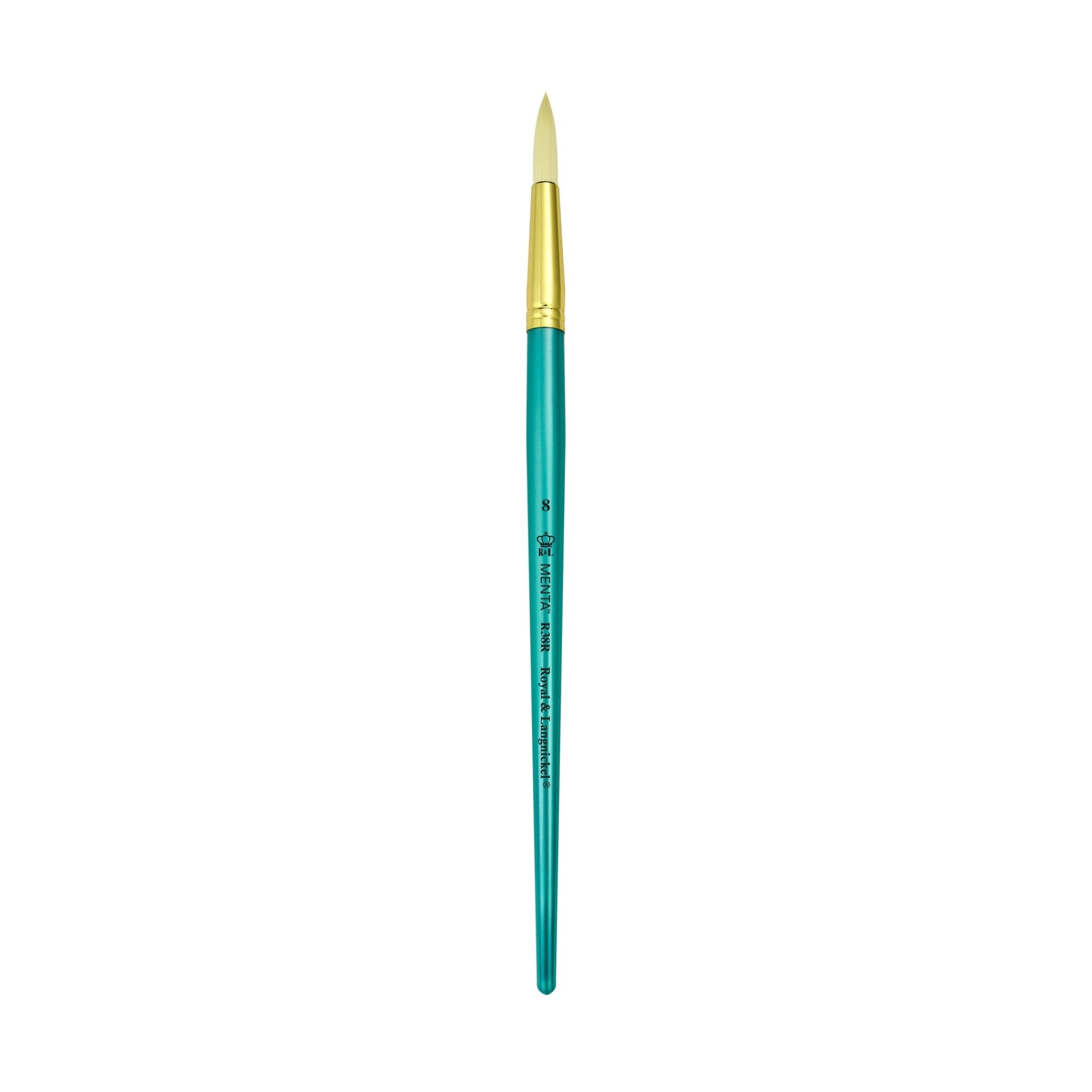 Menta Series 38: Synthetic White Bristle Long Handle Paintbrush - Round | Buy Online from The Home Crafters