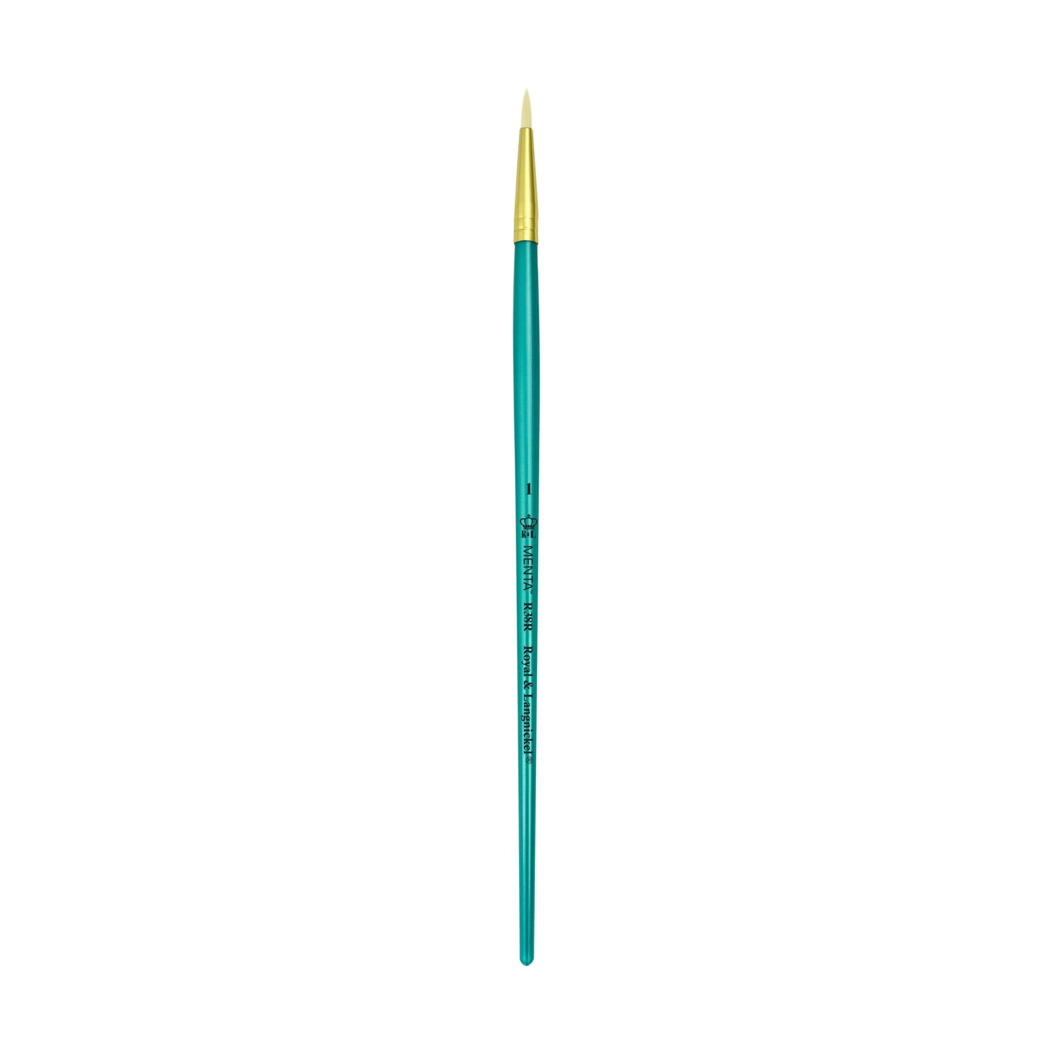 Menta Series 38: Synthetic White Bristle Long Handle Paintbrush - Round | Buy Online from The Home Crafters