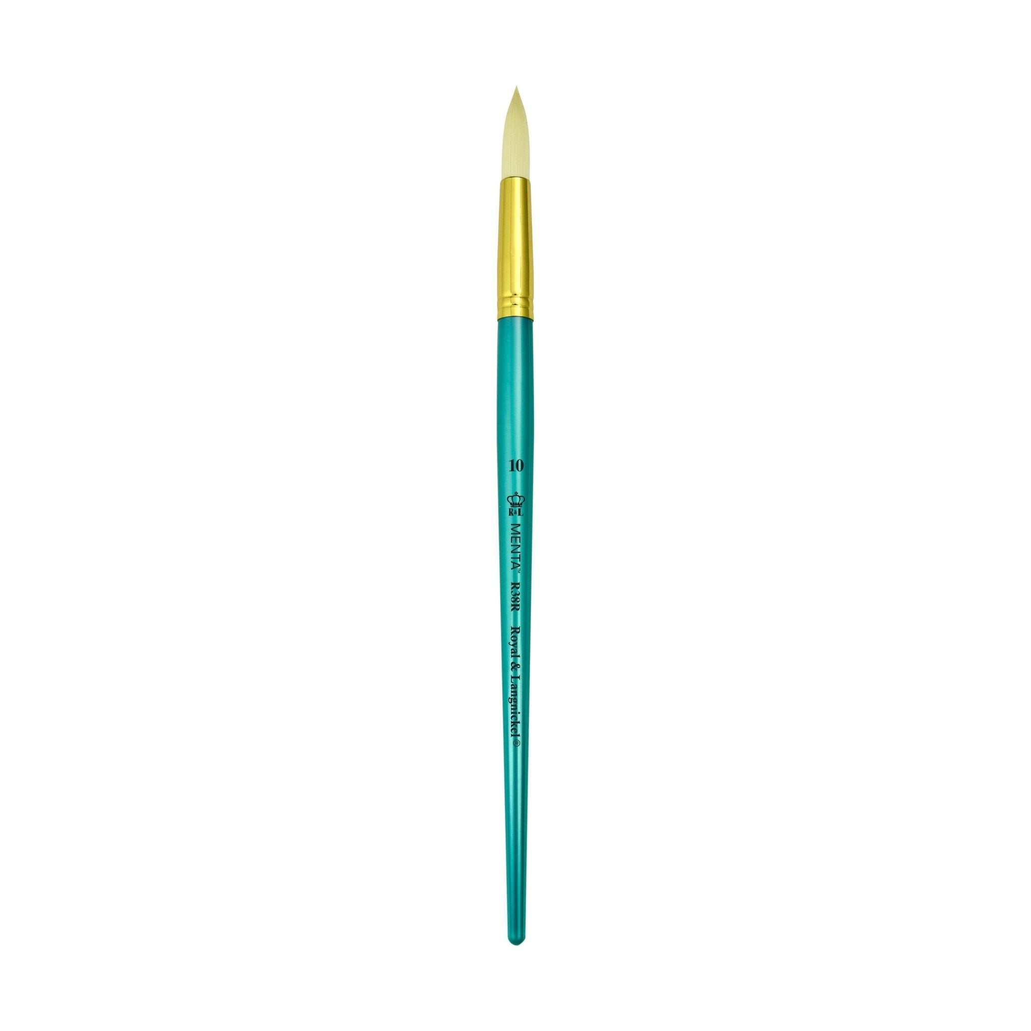 Menta Series 38: Synthetic White Bristle Long Handle Paintbrush - Round | Buy Online from The Home Crafters