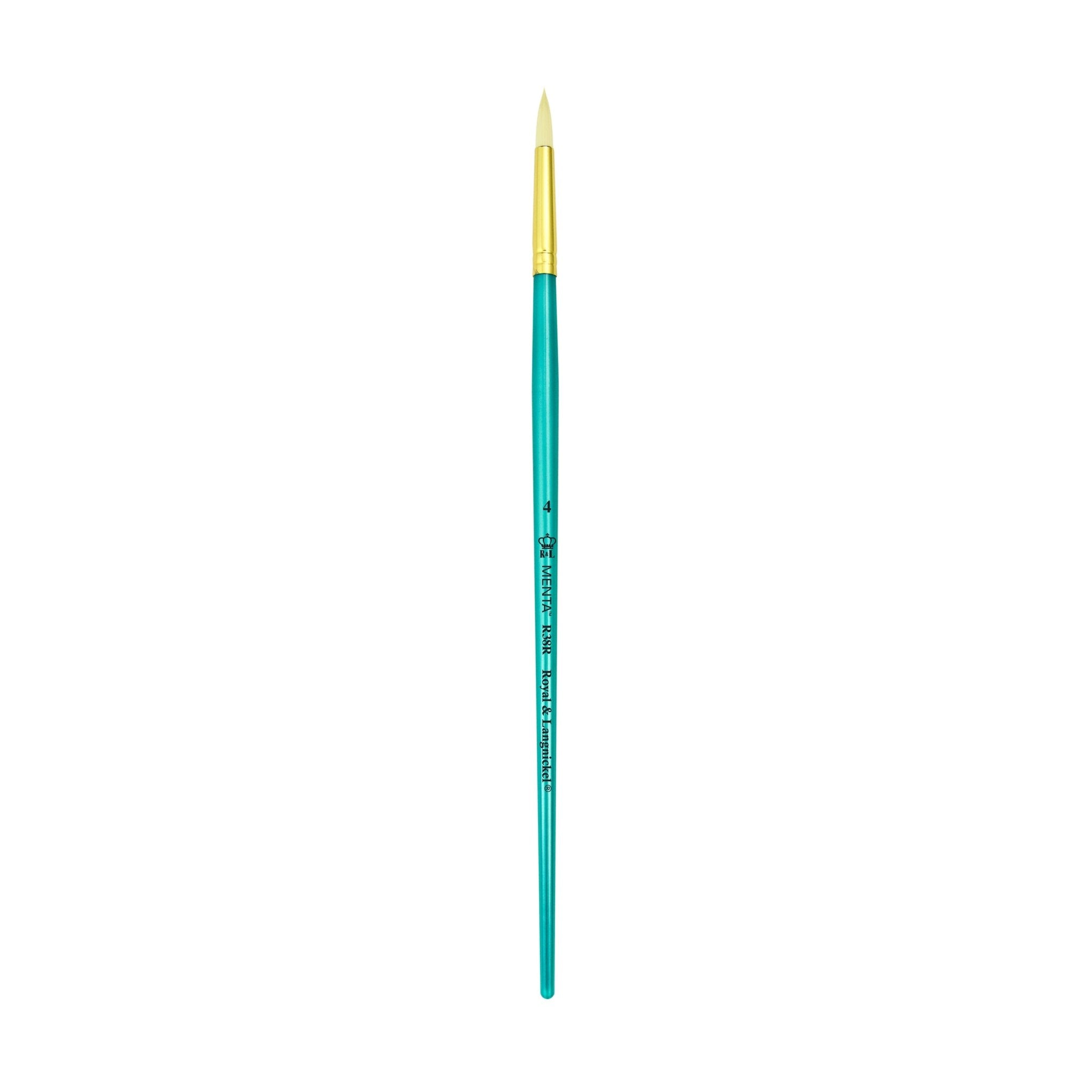 Menta Series 38: Synthetic White Bristle Long Handle Paintbrush - Round | Buy Online from The Home Crafters