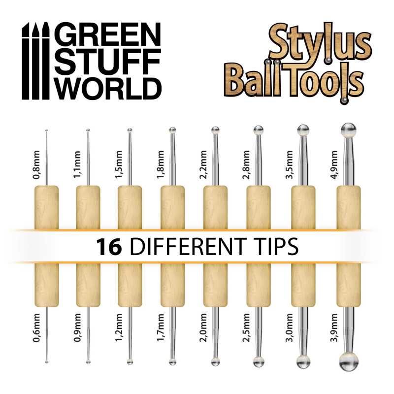 Green Stuff World: Stylus Ball Sculpting Tool Set - 8pc