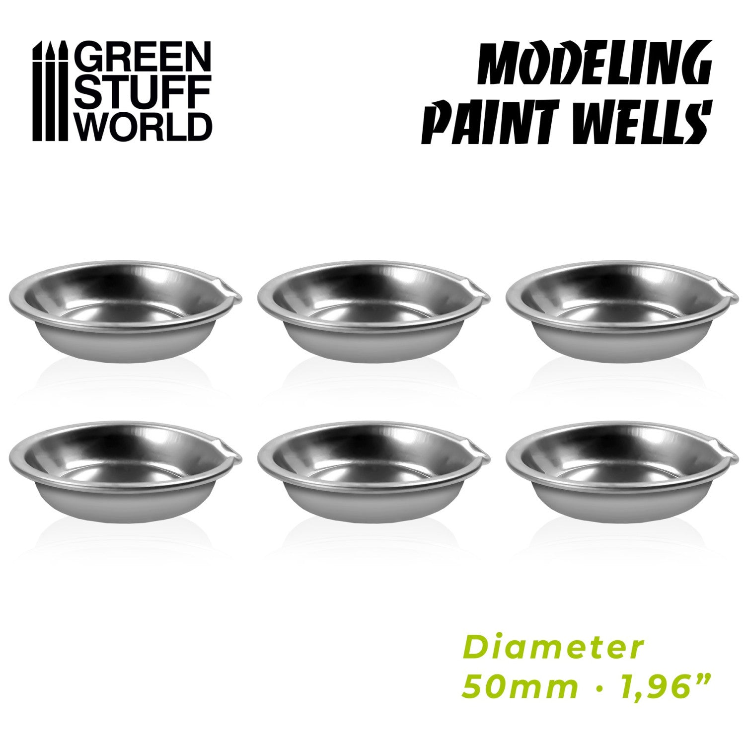 Stainless Steel Palette Paint Mixing Wells - 6pc | Buy Online from The Home Crafters