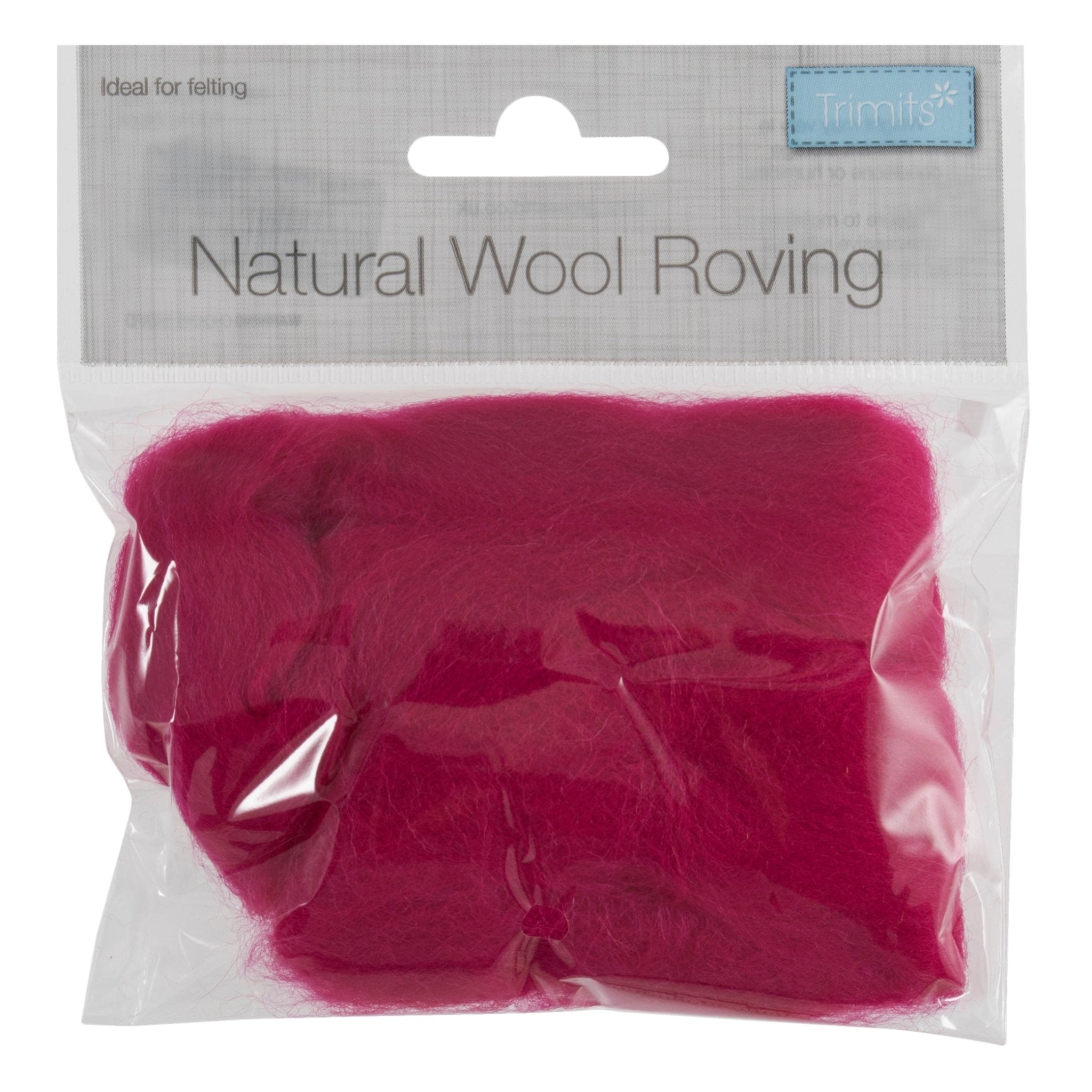 Natural Wool Roving: 10g: Bright Pink | Buy Online from The Home Crafters