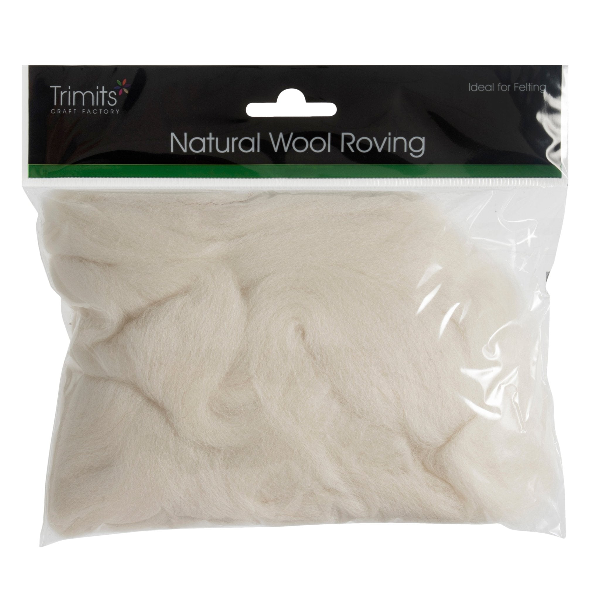 Natural Wool Roving: 50g: White | Buy Online from The Home Crafters