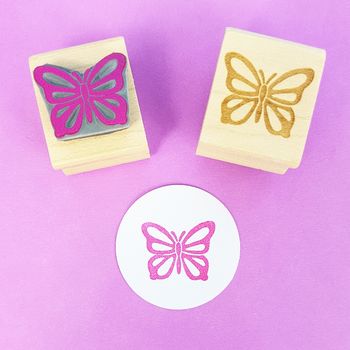 Skull & Cross Buns Mini Artisan Rubber Stamp - Butterfly